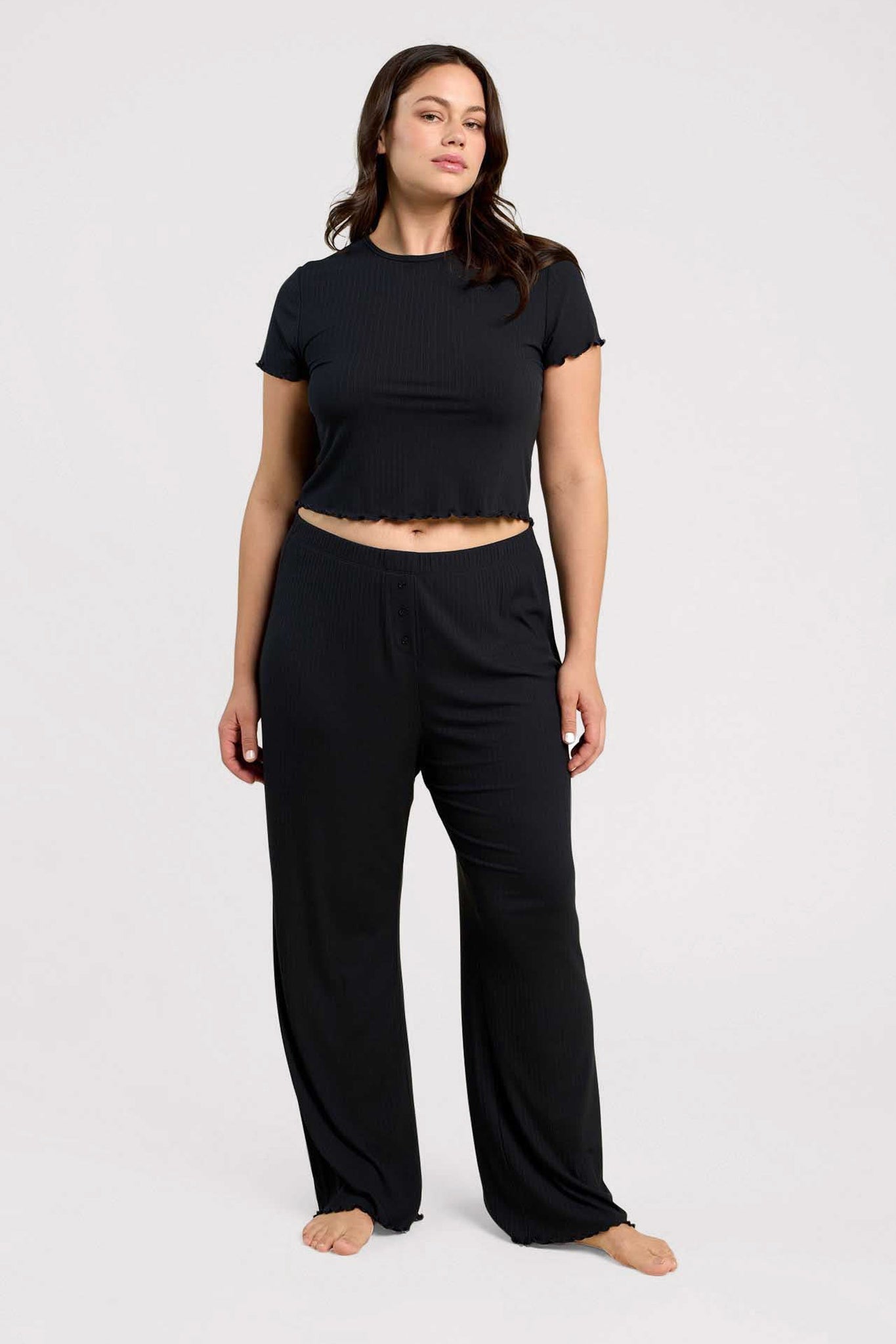 Mini Rib Wide Leg Pant
