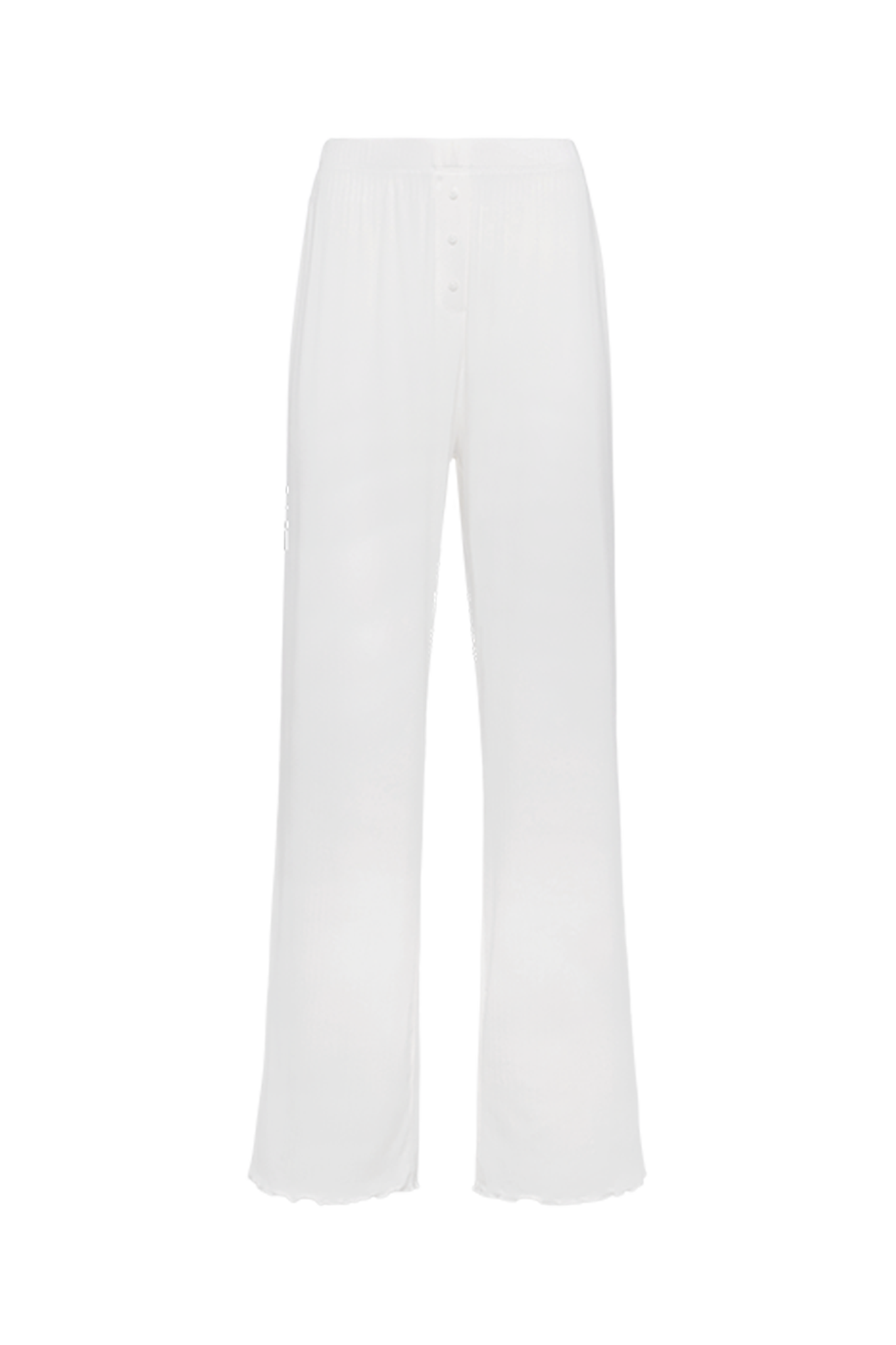 Mini Rib Wide Leg Pant | Pearl
