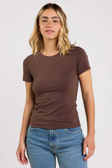Cotton Stretch Classic Crewneck Tee | Coffee