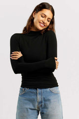 Cotton Stretch Long Sleeve Mock Neck Shirt