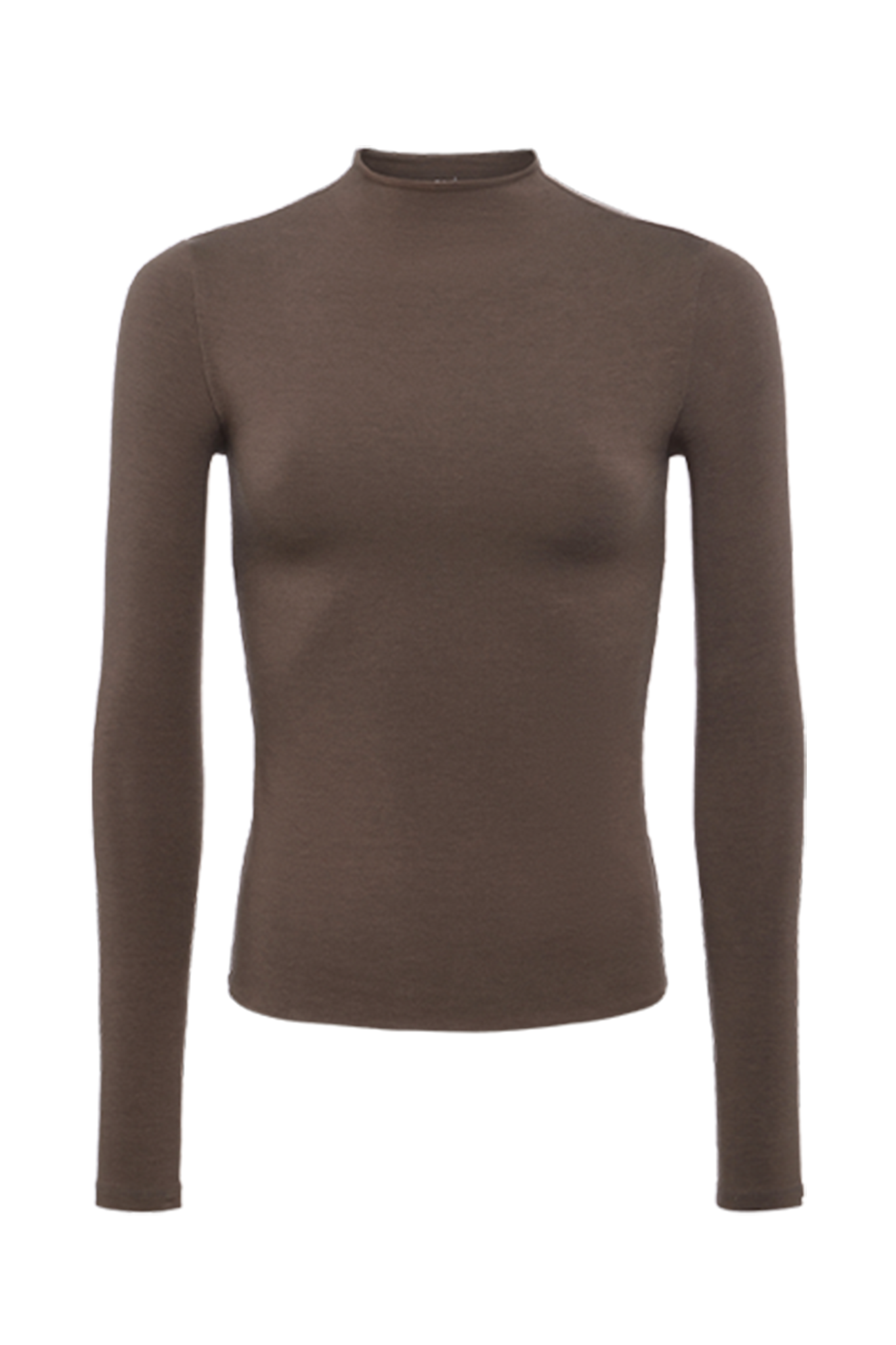 Cotton Stretch Long Sleeve Mock Neck Shirt | Mocha
