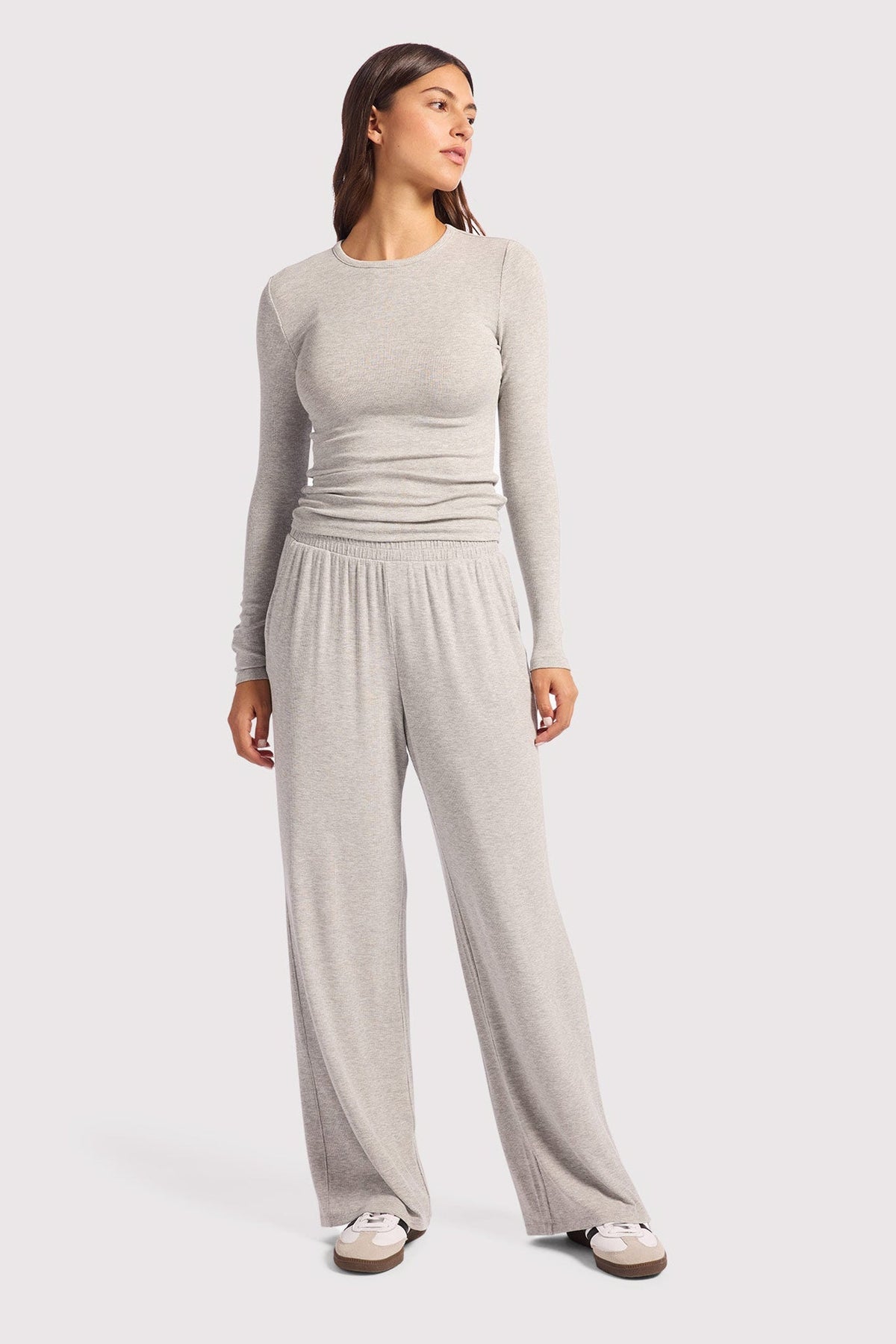 Slinky Rib Lounge Pant | Heather Grey