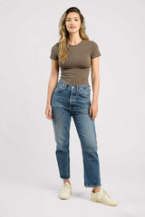 SwiftStretch Seamed Tee | Mocha