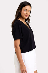 Boxy V-Neck Tee | Black