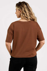 Boxy V-Neck Tee | Chocolate