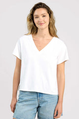 Vintage Cotton V-Neck Everyday T-Shirt | White