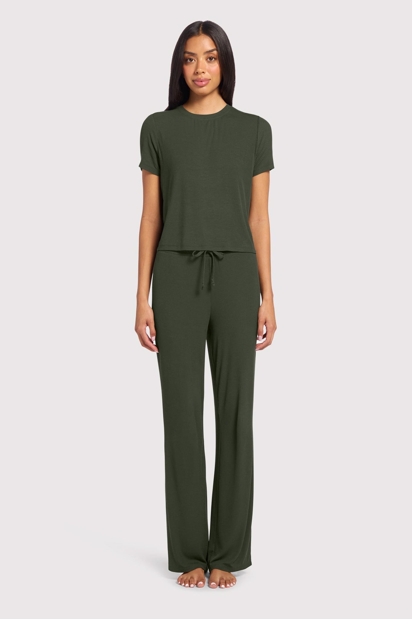 Ribbed Pajama Set | Darkest Olive