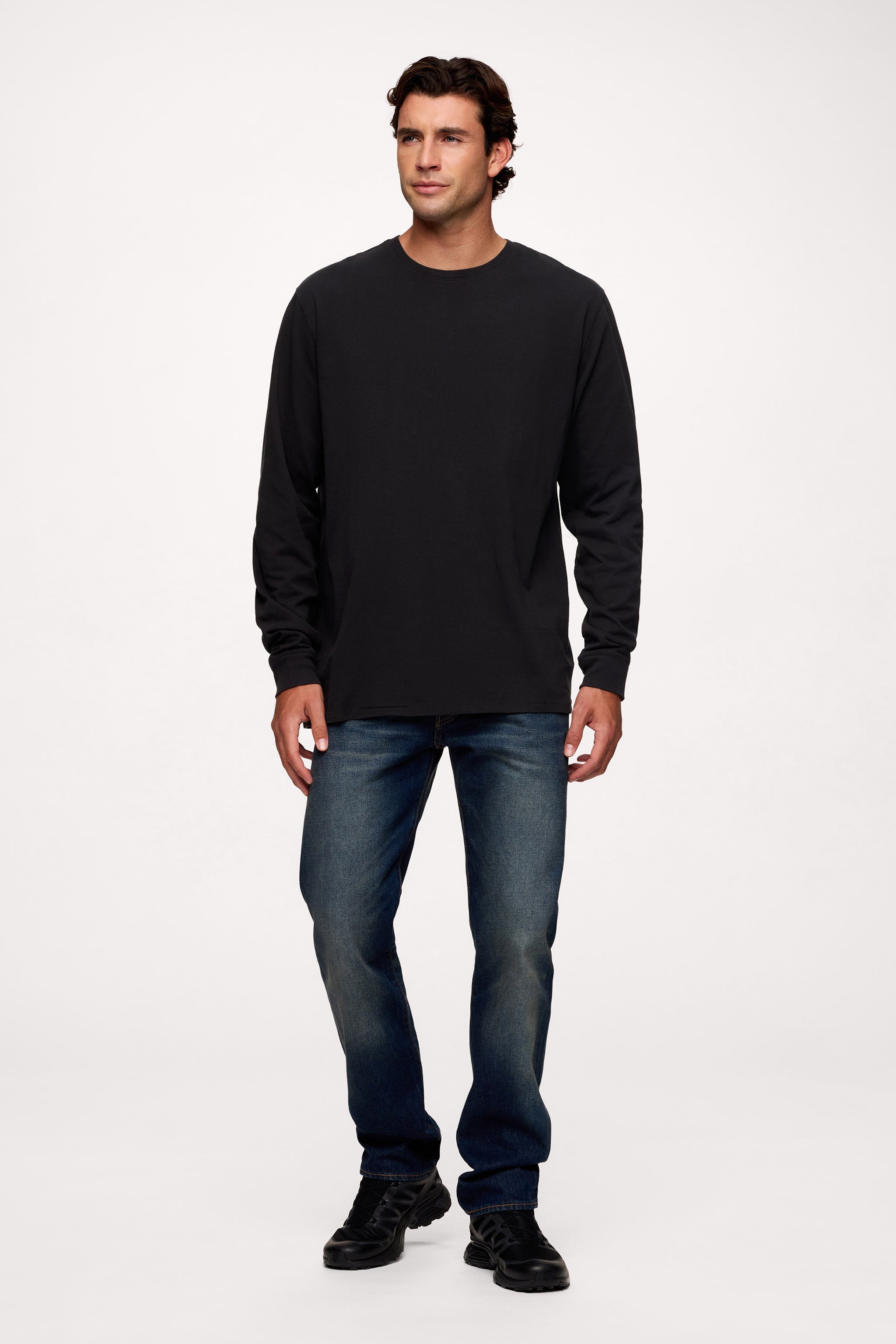 Vintage Cotton Men's Long Sleeve Everyday T-Shirt | Black