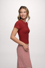 Sporty Rib Bra Tee | Scarlet