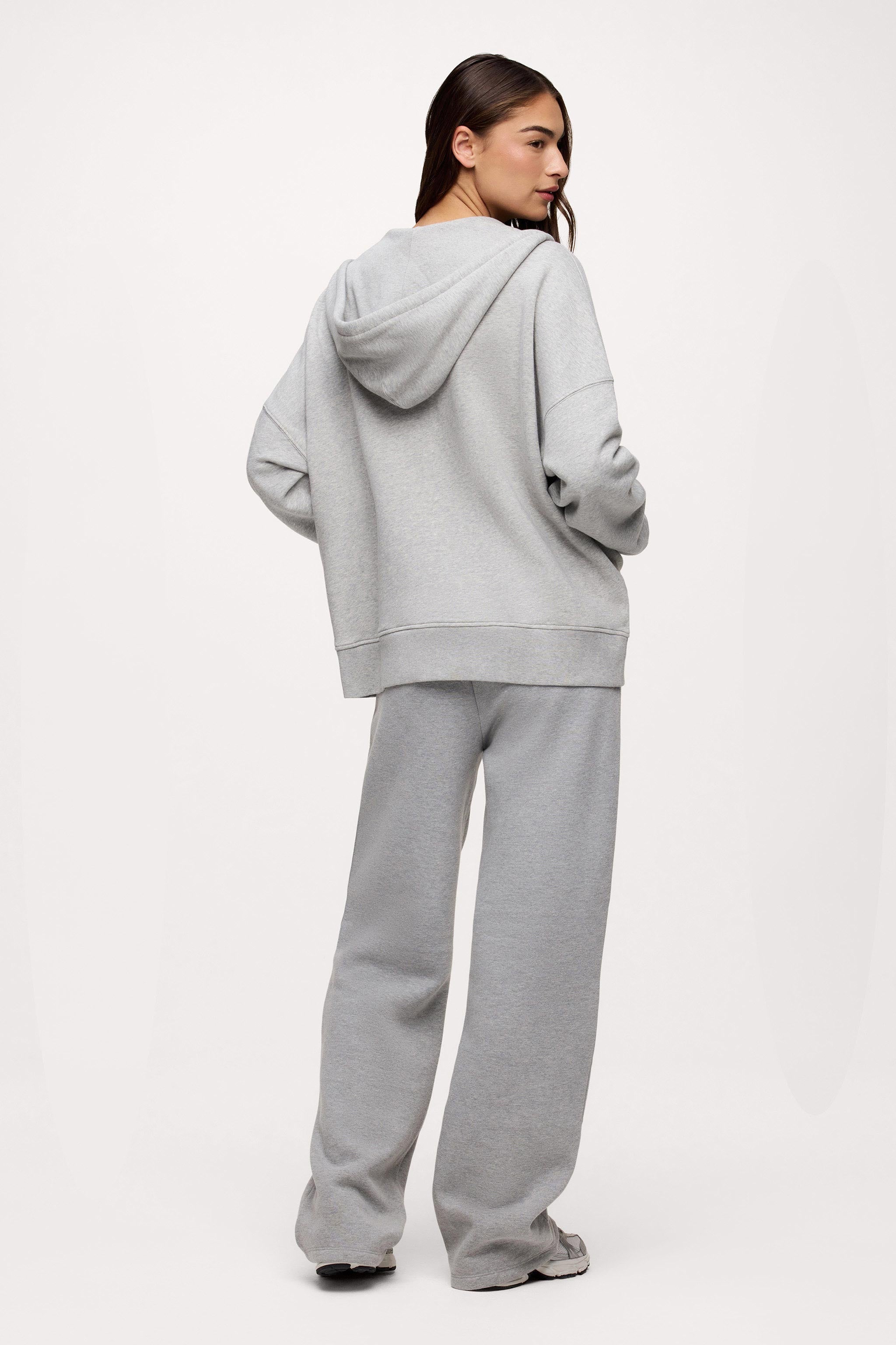 Core Fleece Two Way Zip Hoodie | Heather Grey