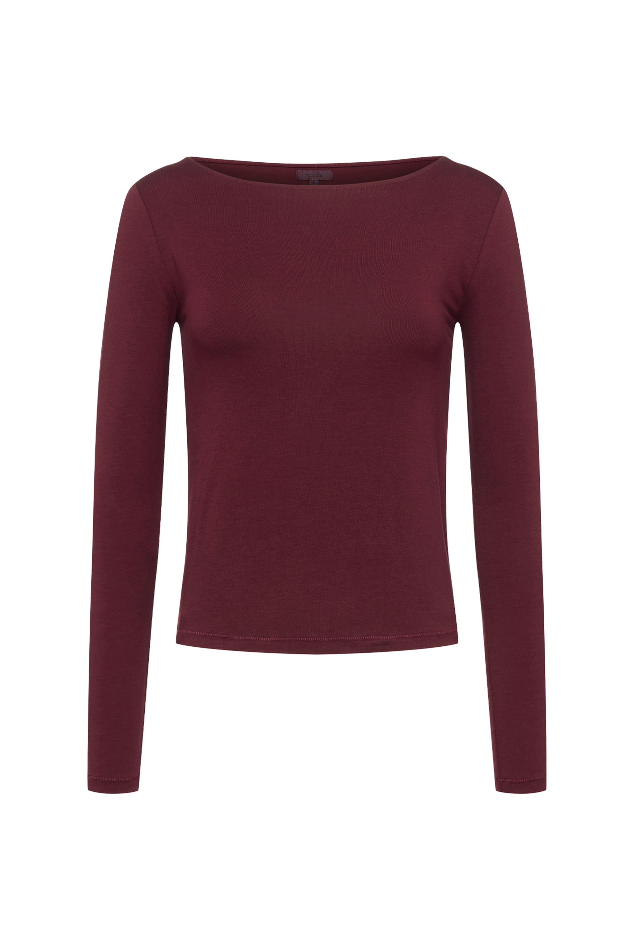 Slinky Jersey Boat Neck Long Sleeve Shirt | Ruby