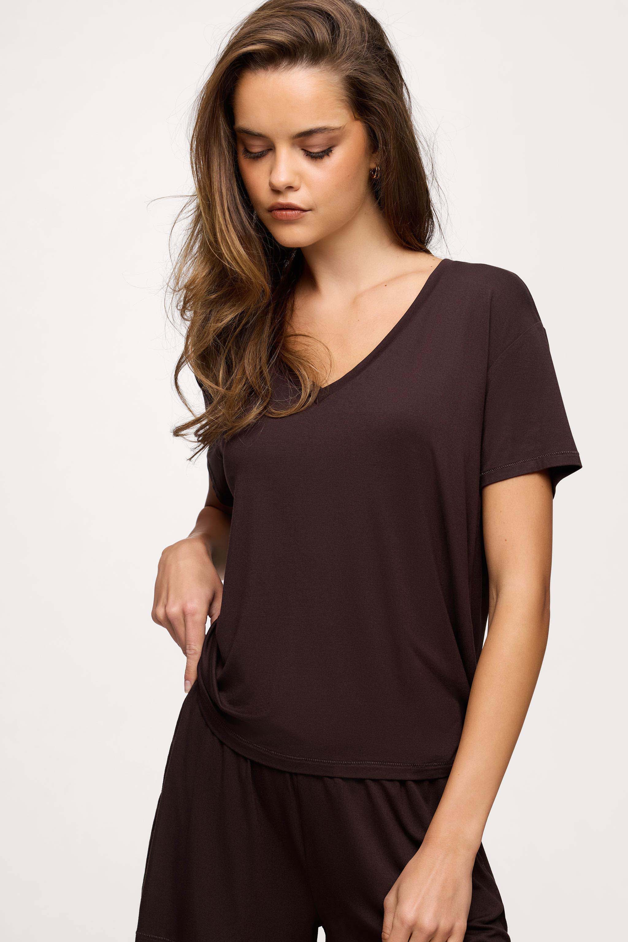 V-Neck Pajama Tee | Espresso