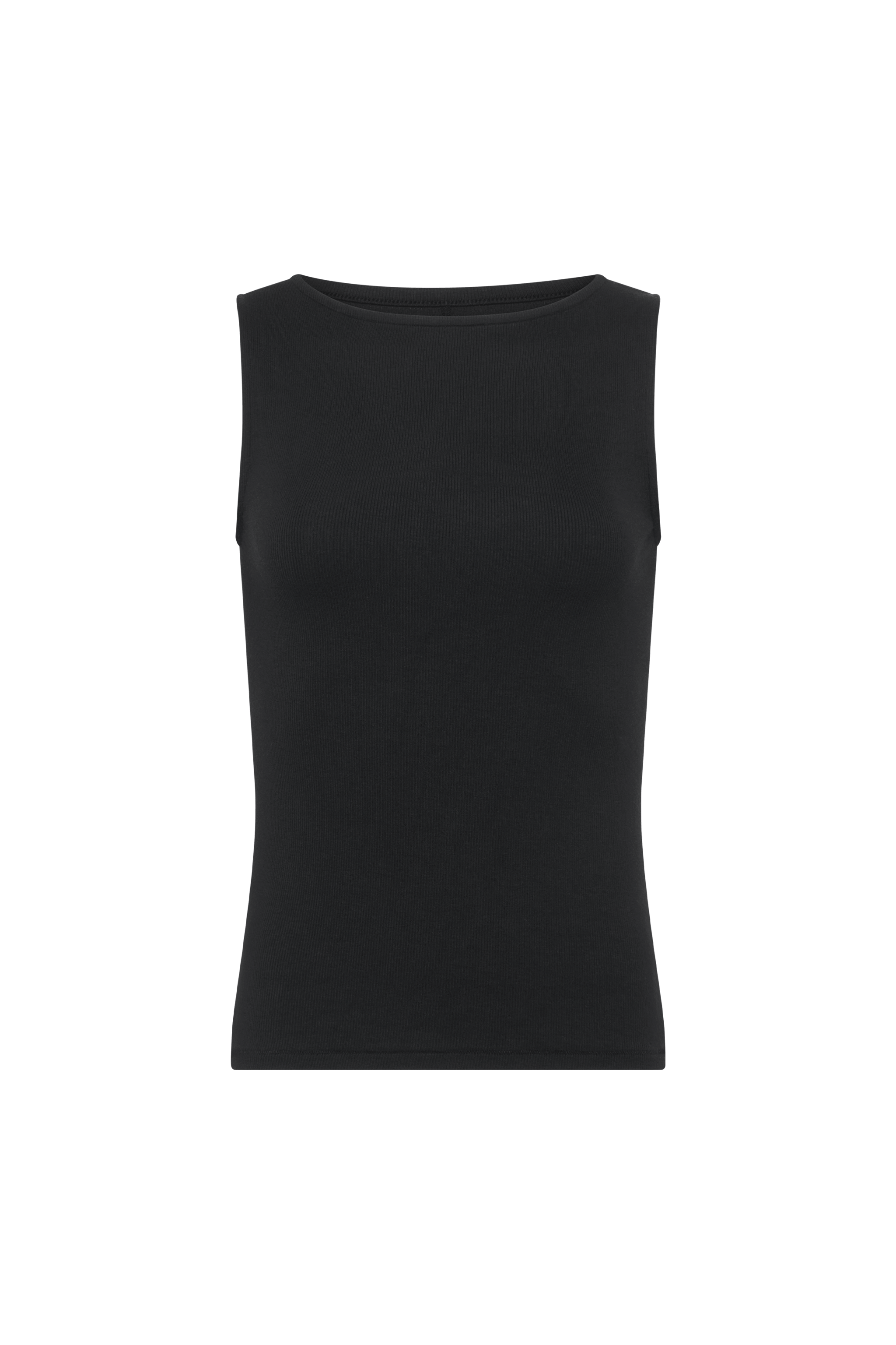 Slinky Rib Boatneck Tank | Black