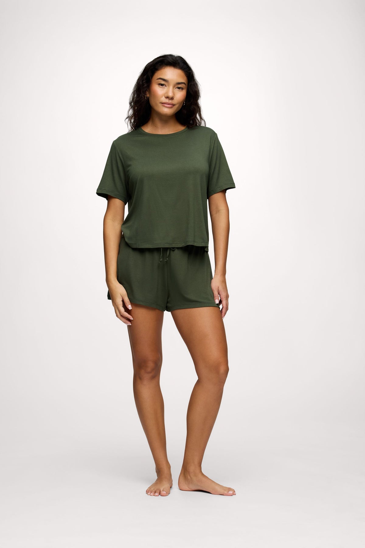 Pajama Short Set | Darkest Olive