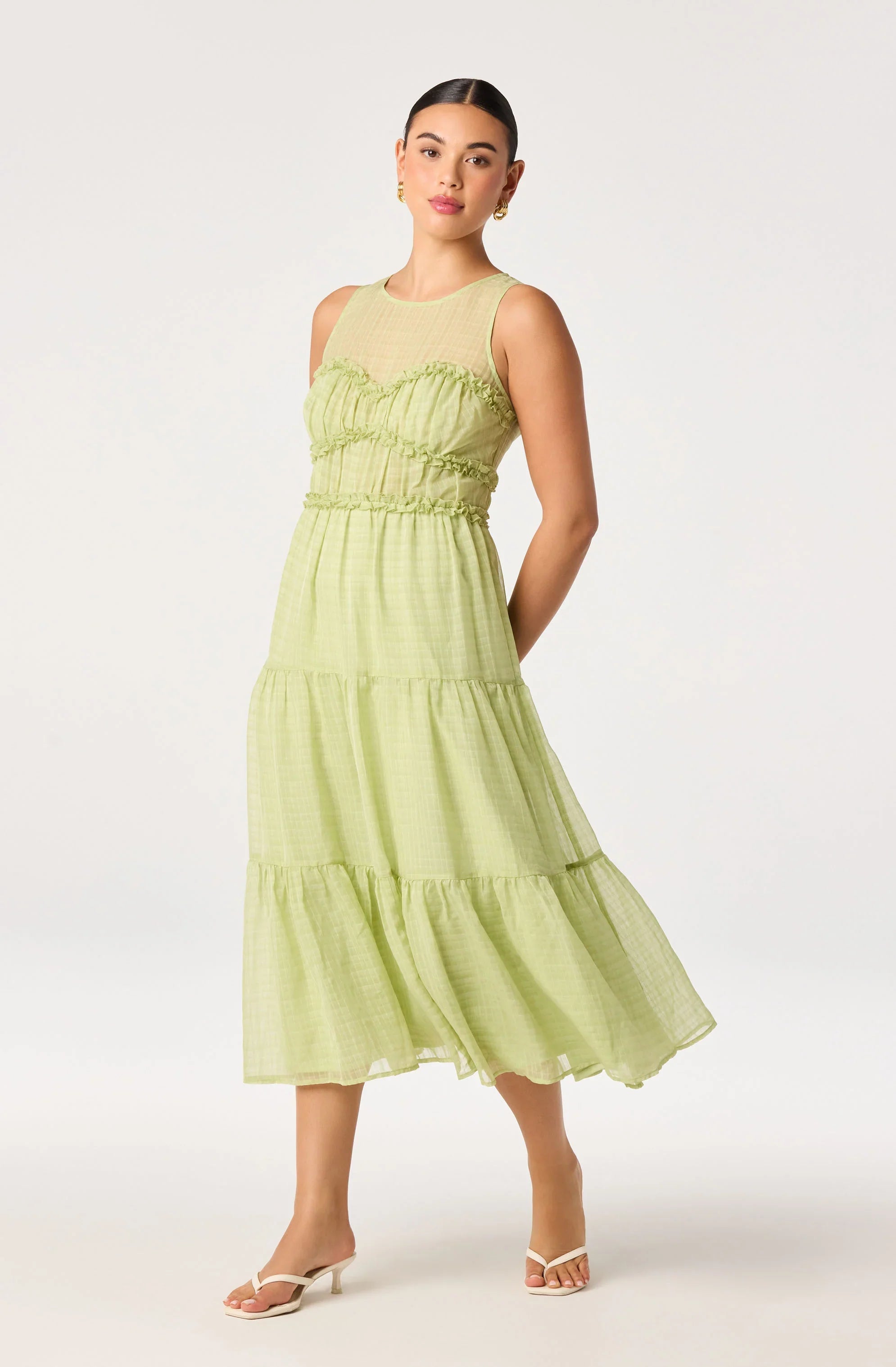 Inixyf Adrianne Tiered Organza Midi Dress