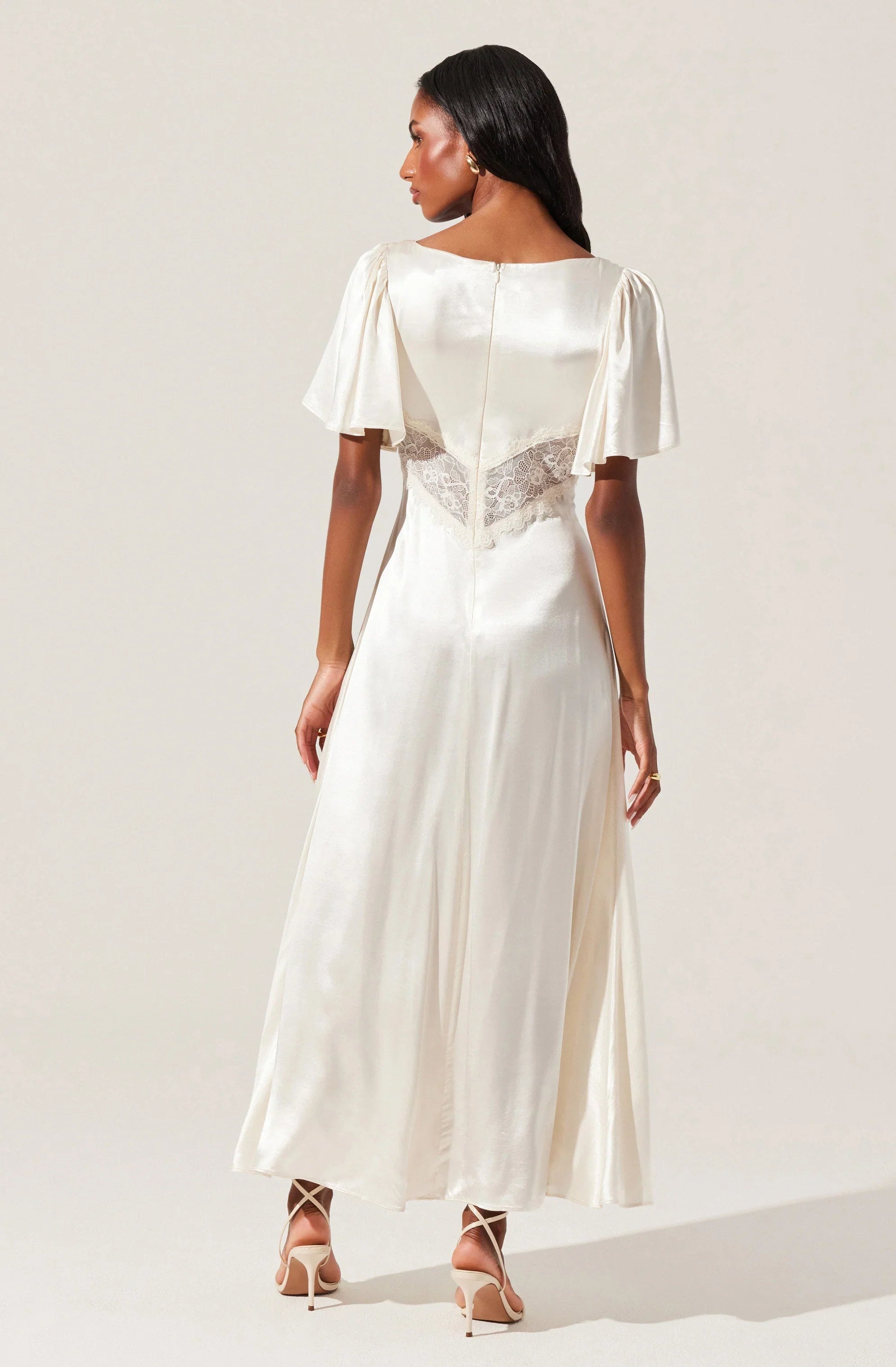 Lbruh Aurelia Satin V-Neck Midi Dress