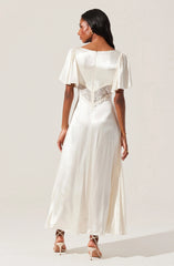 Lbruh Aurelia Satin V-Neck Midi Dress