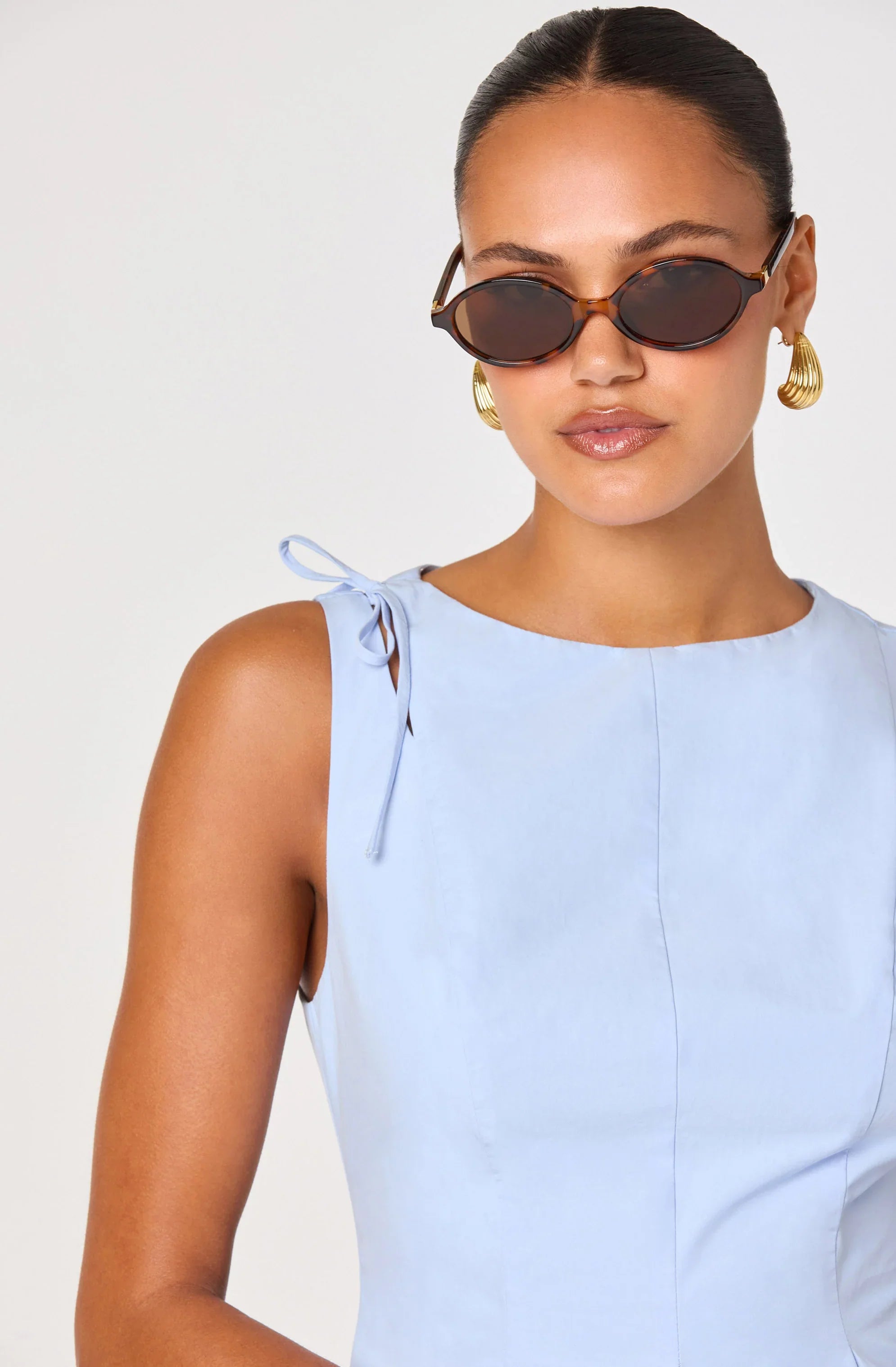 Inixyf Kalish Shoulder Tie Peplum Top