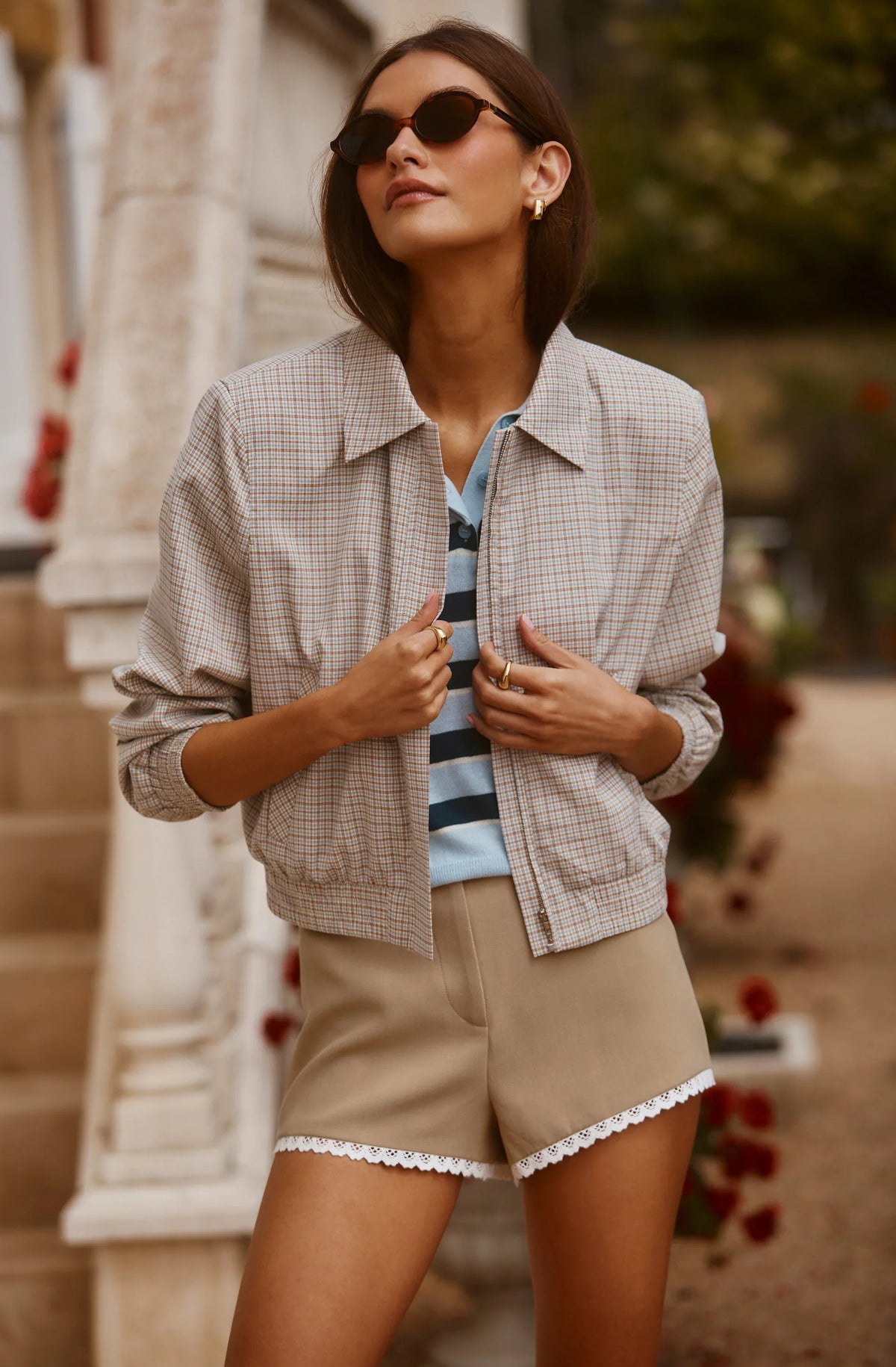 Inixyf Reid Plaid Elastic Hem Jacket