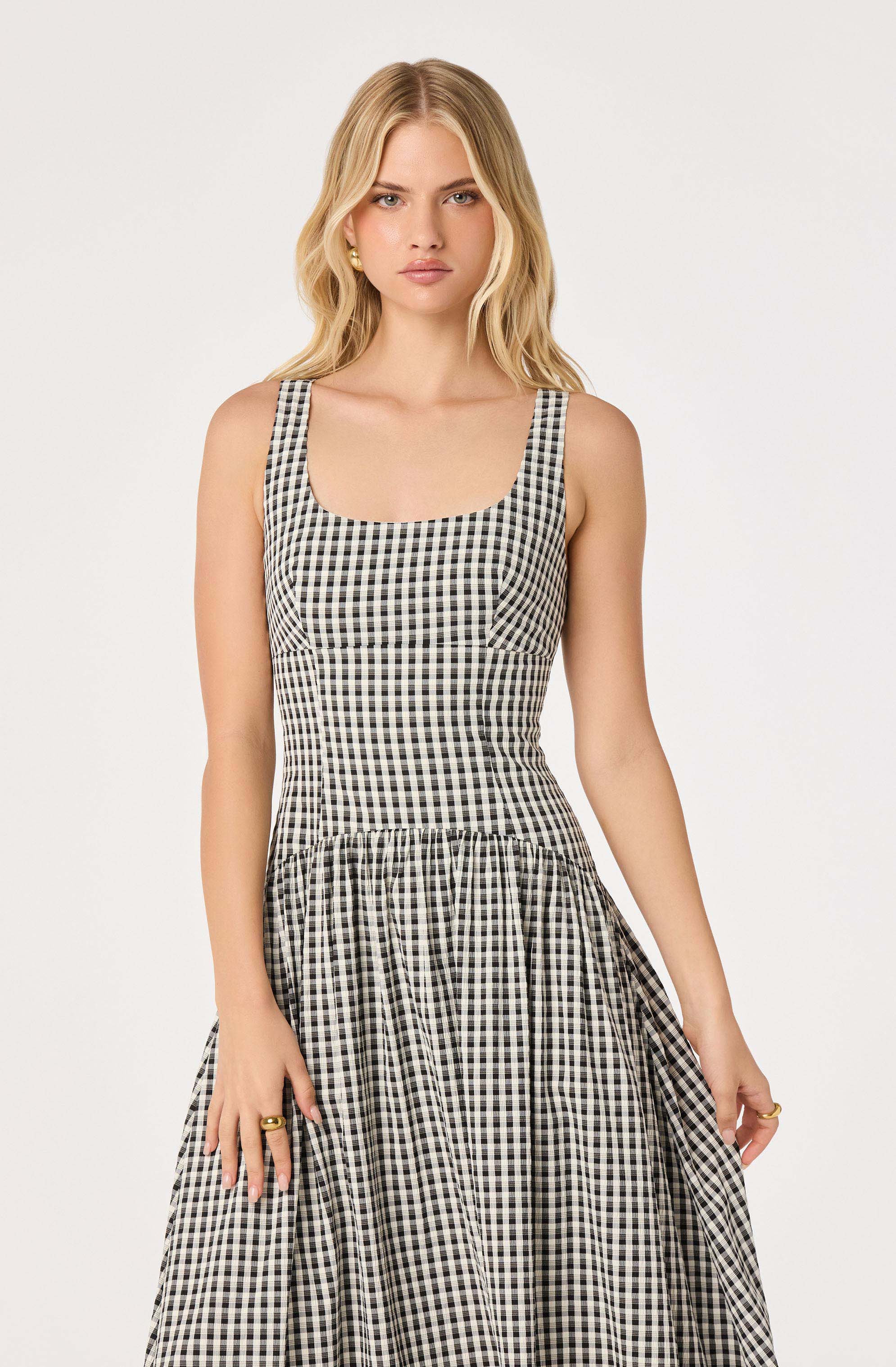 Lbruh Cara Gingham Sleeveless Midi Dress