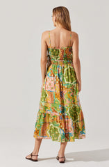 Lbruh Elisabeth Printed Shirred Midi Dress