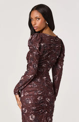 Lbruh Ruched Mesh Midi Dress