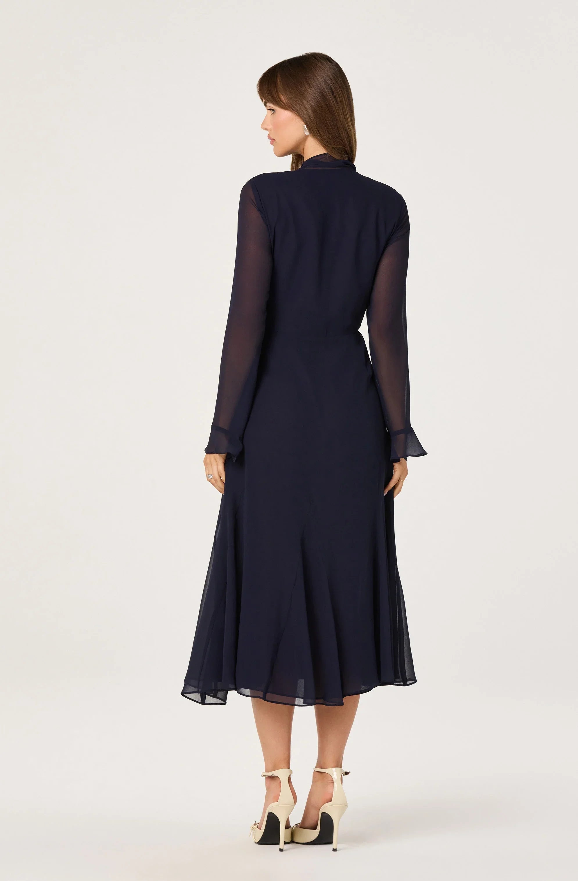 Lbruh Tie Neck Midi Dress