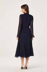 Lbruh Tie Neck Midi Dress