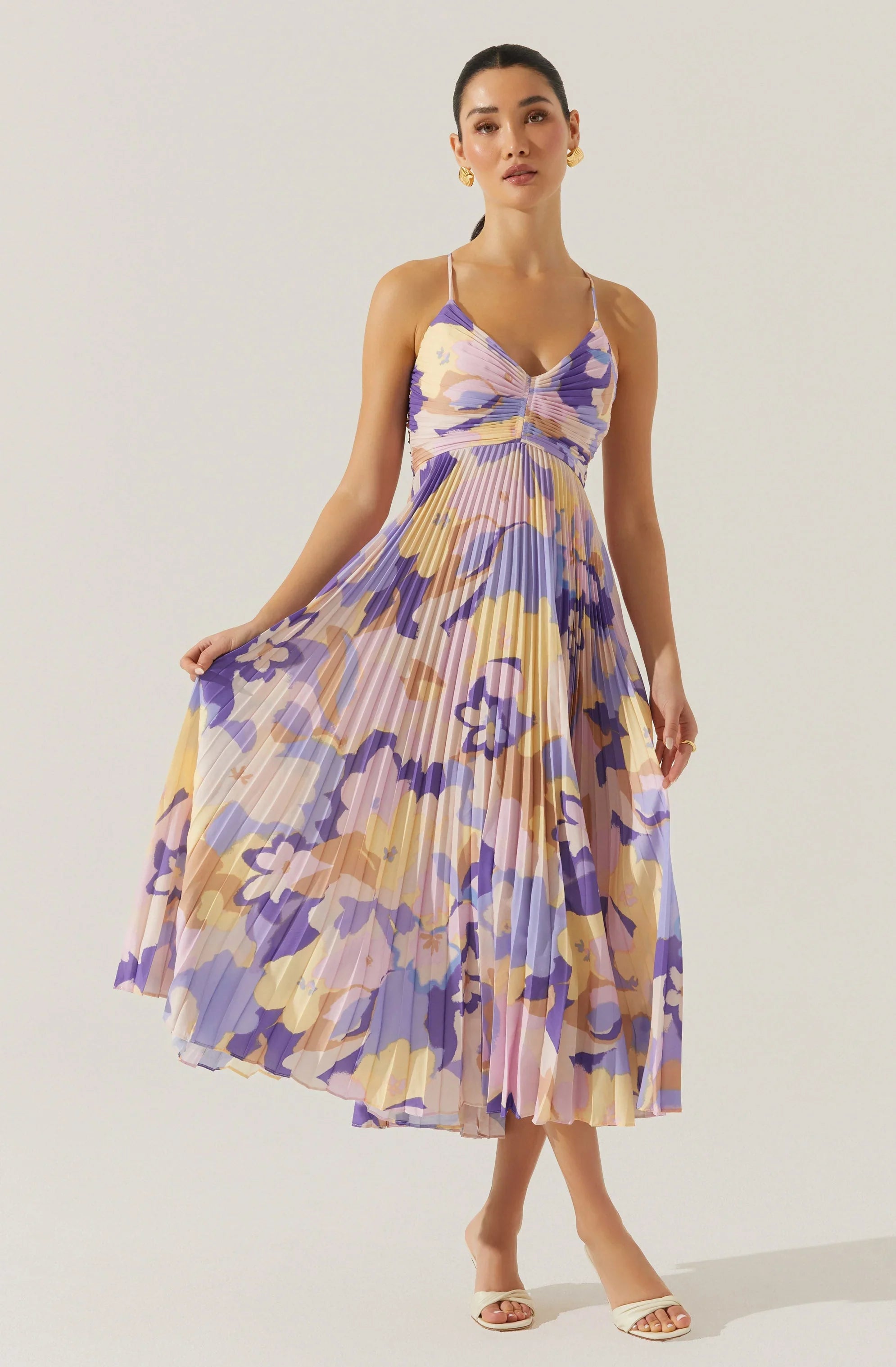 Inixyf Blythe Floral Plisse Midi Dress