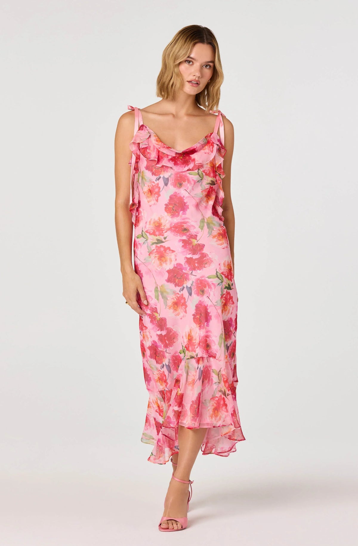 Inixyf Nissa Floral Ruffle Midi Dress