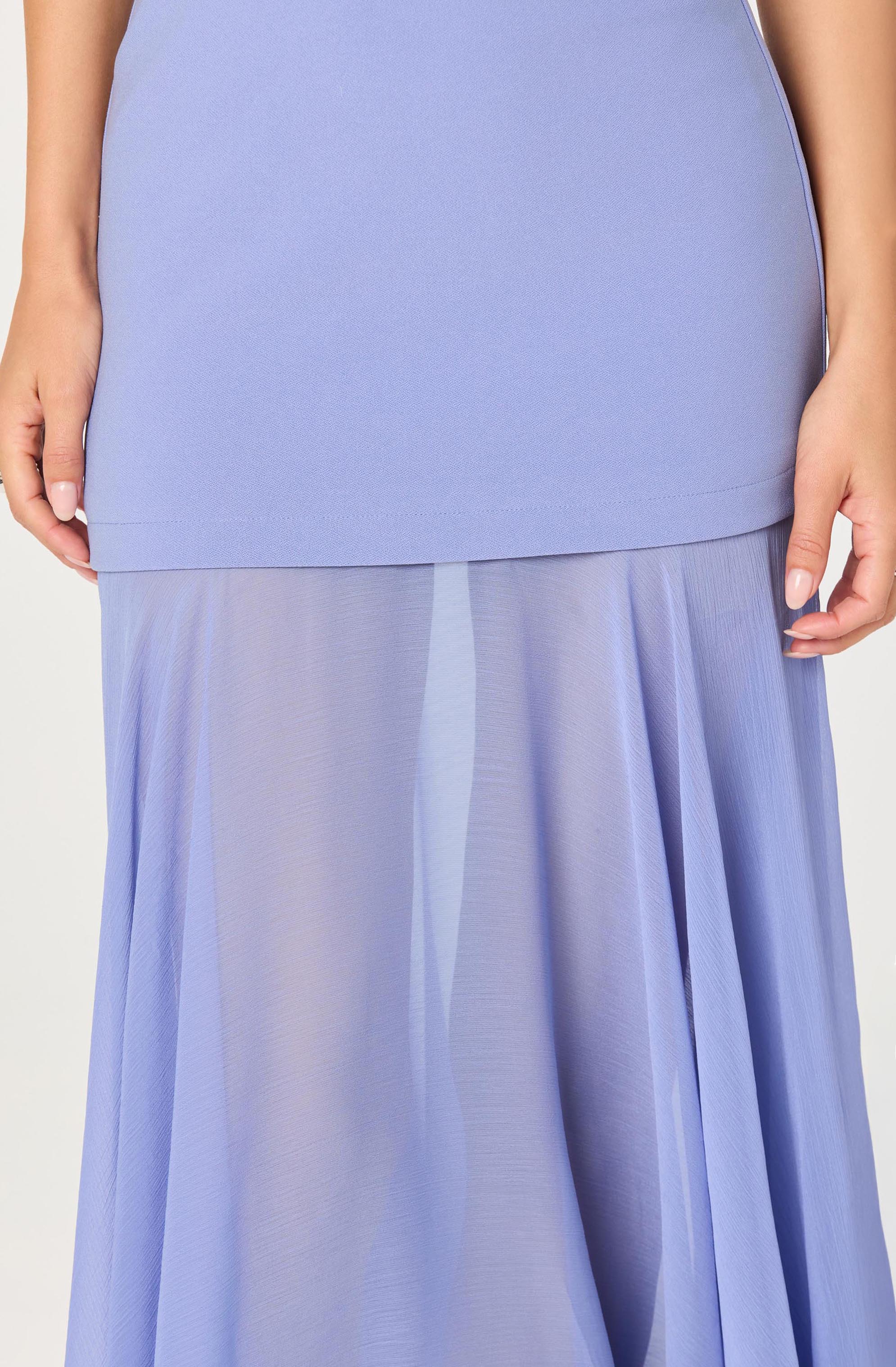Inixyf Lizet Strapless Mini Dress with Sheer Maxi Overlay