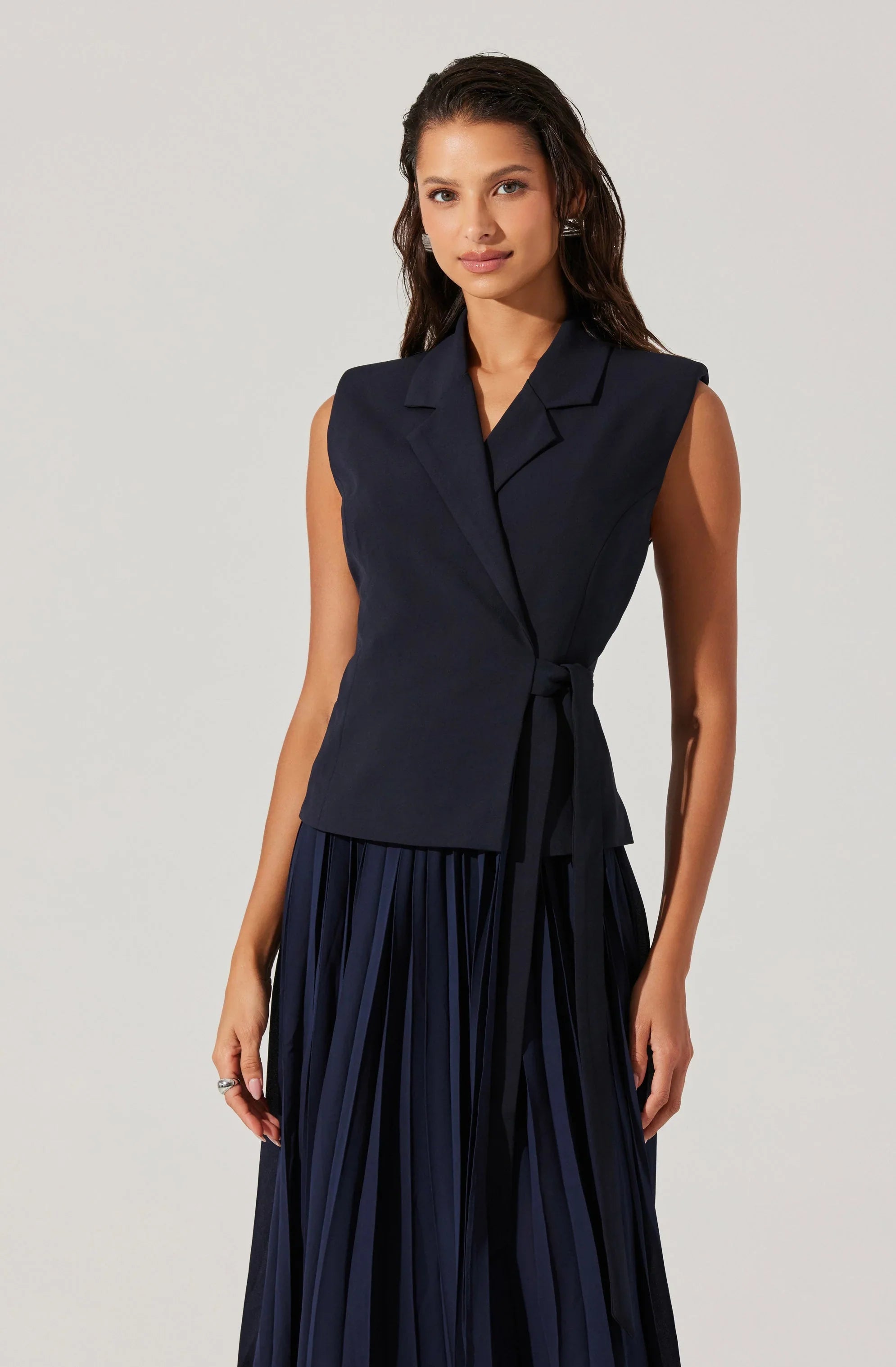 Lbruh Mixed Media Vest Wrap Dress
