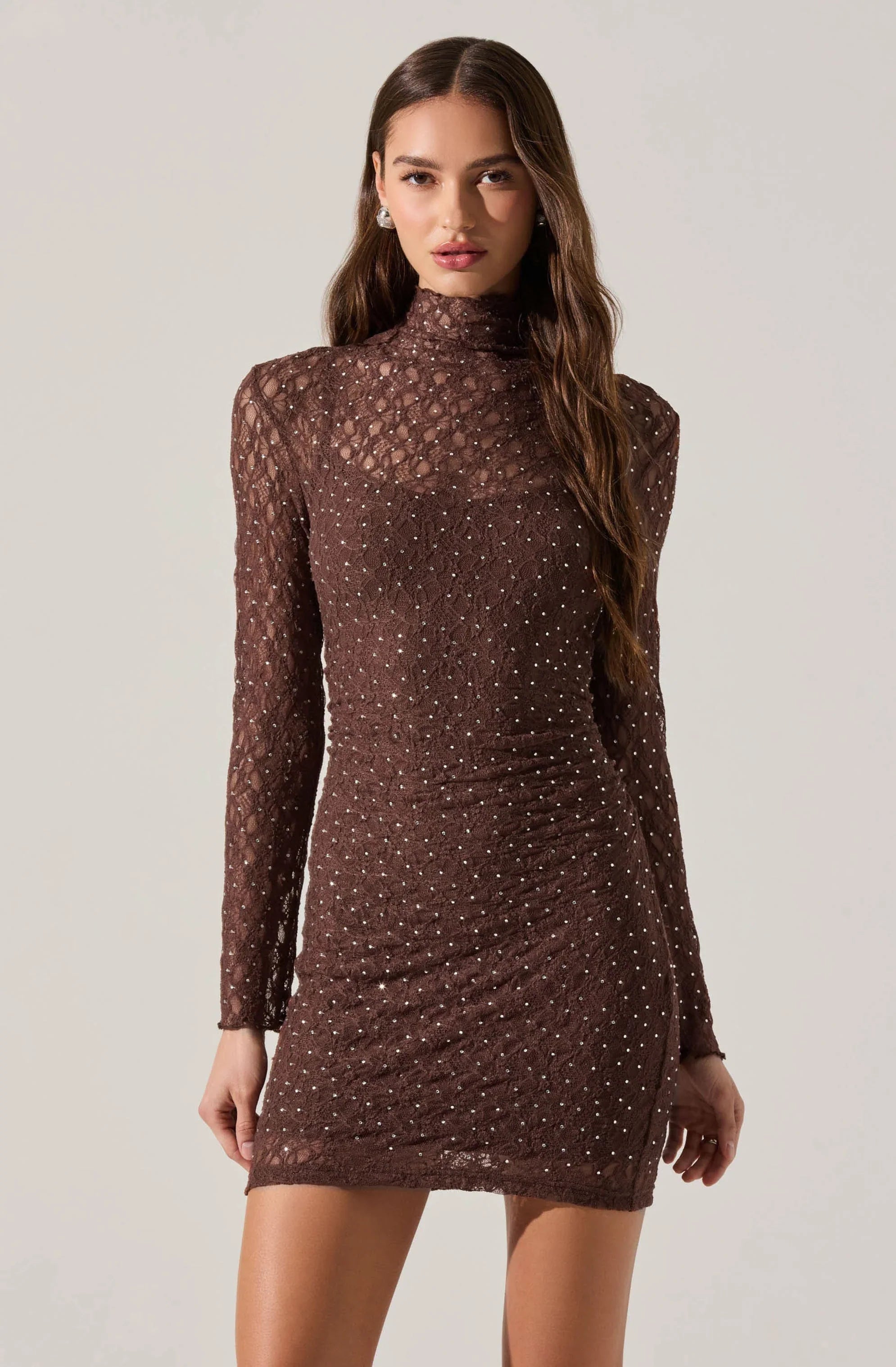 Lbruh Kourtney Rhinestone Lace Mini Dress