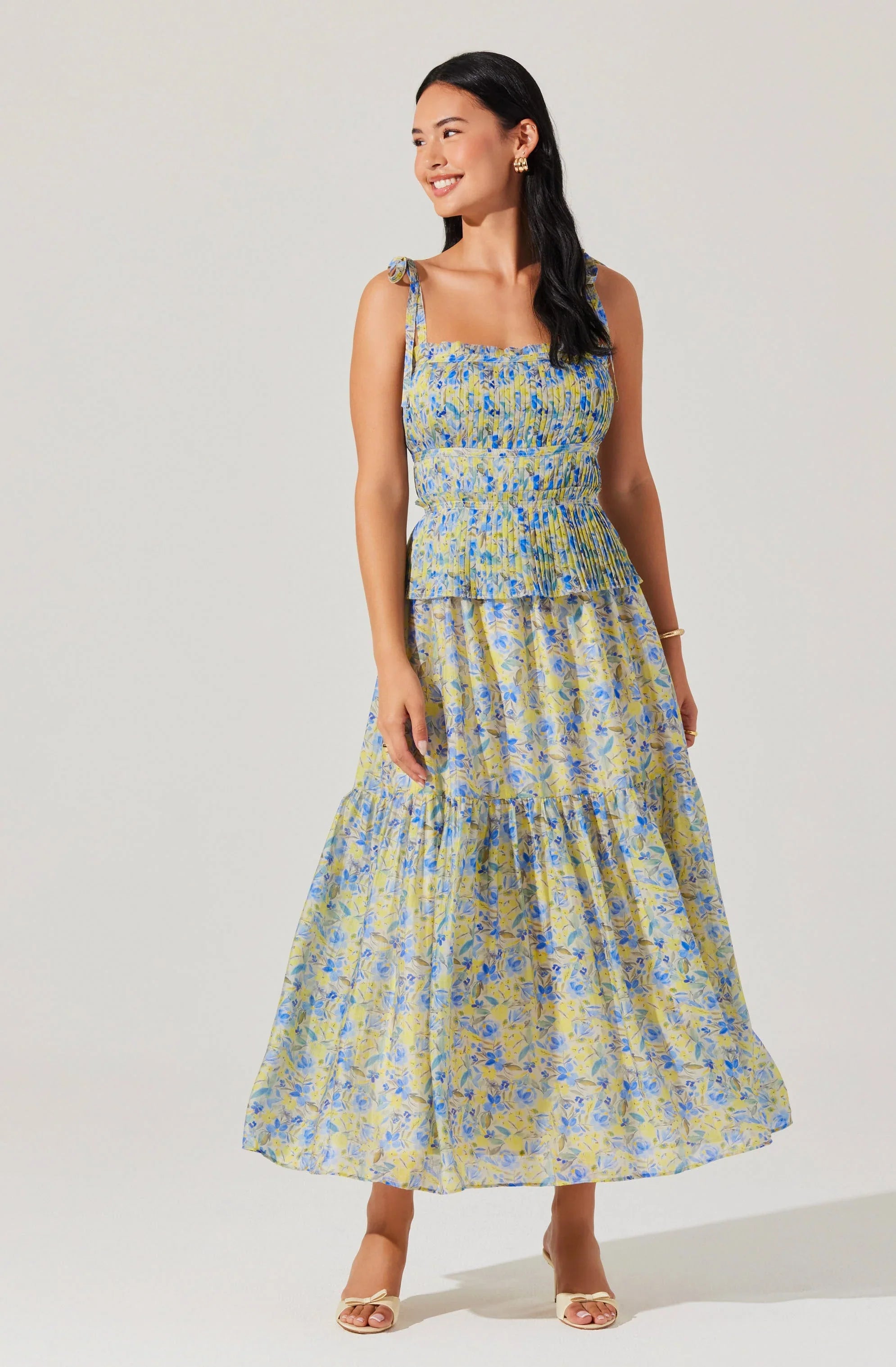 Lbruh Ethelind Floral Pleated Maxi Dress