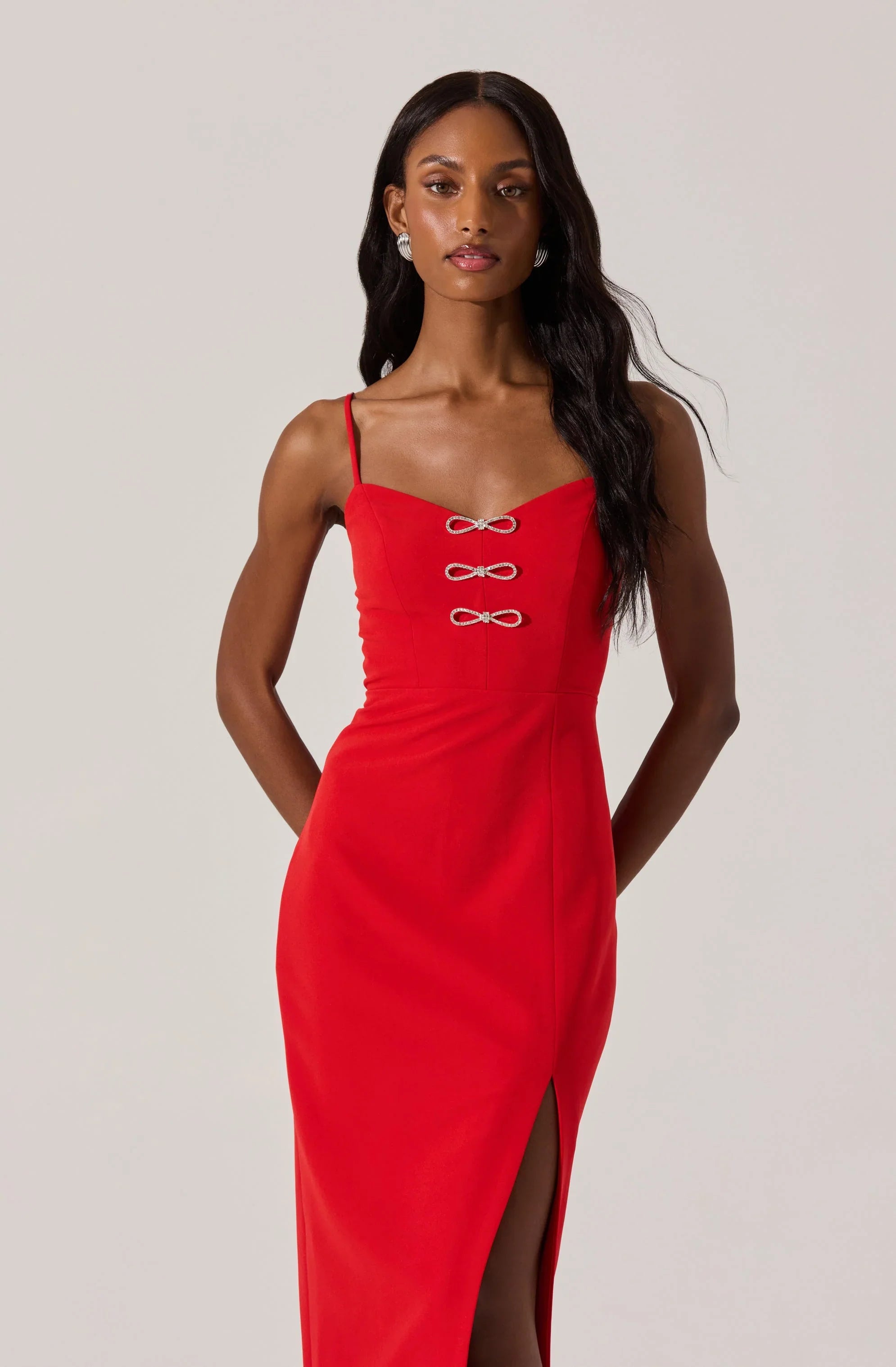 Lbruh Embellished Bow Detail Midi Dress