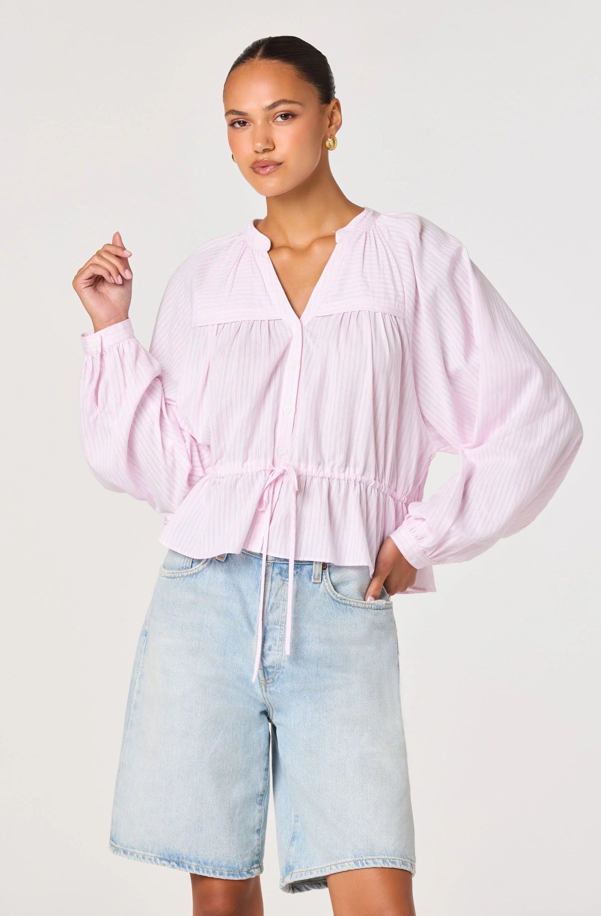 Inixyf Jessalyn Striped Peasant Top