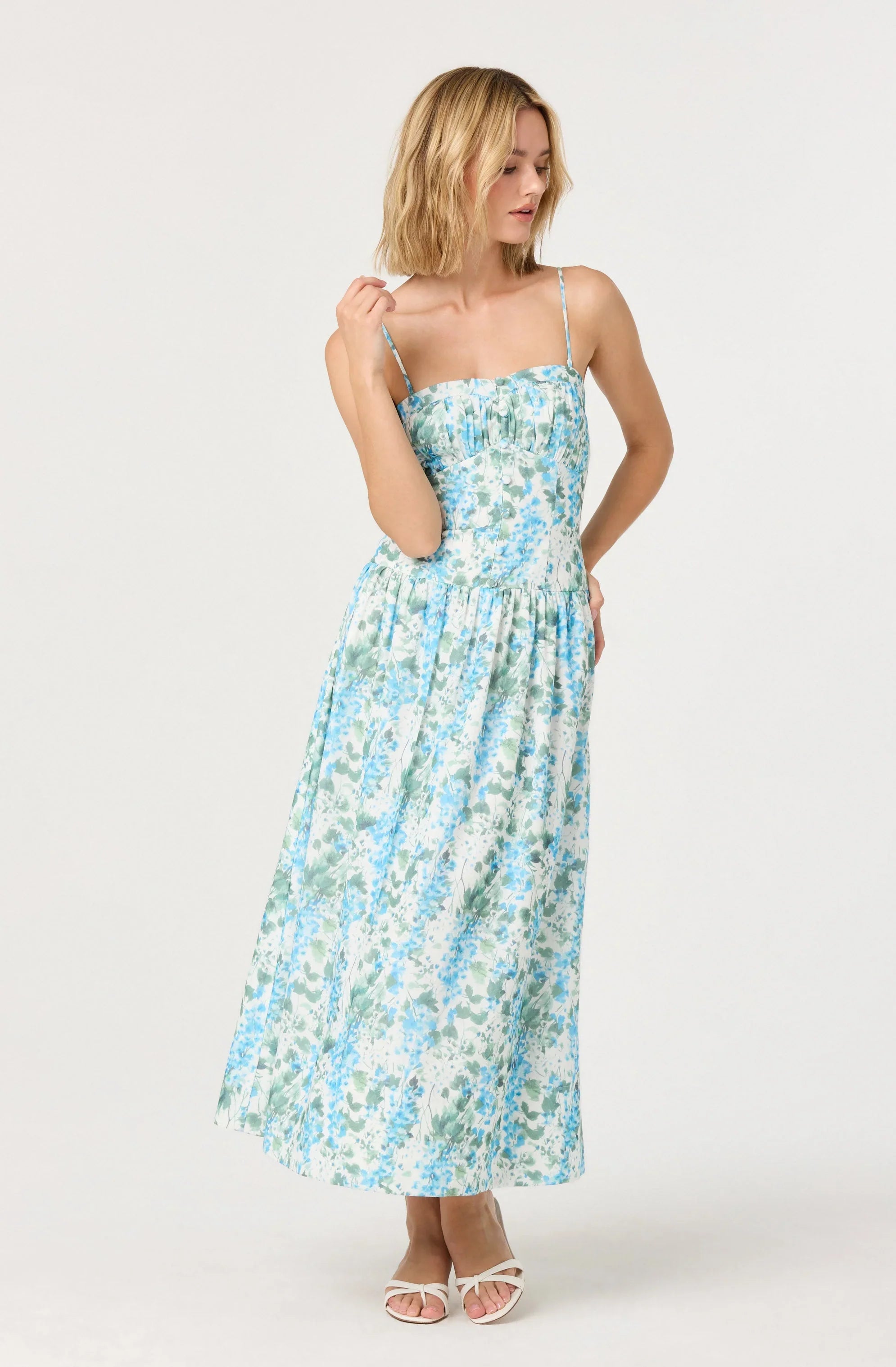 Lbruh Capria Pleated Milkmaid Midi Dress