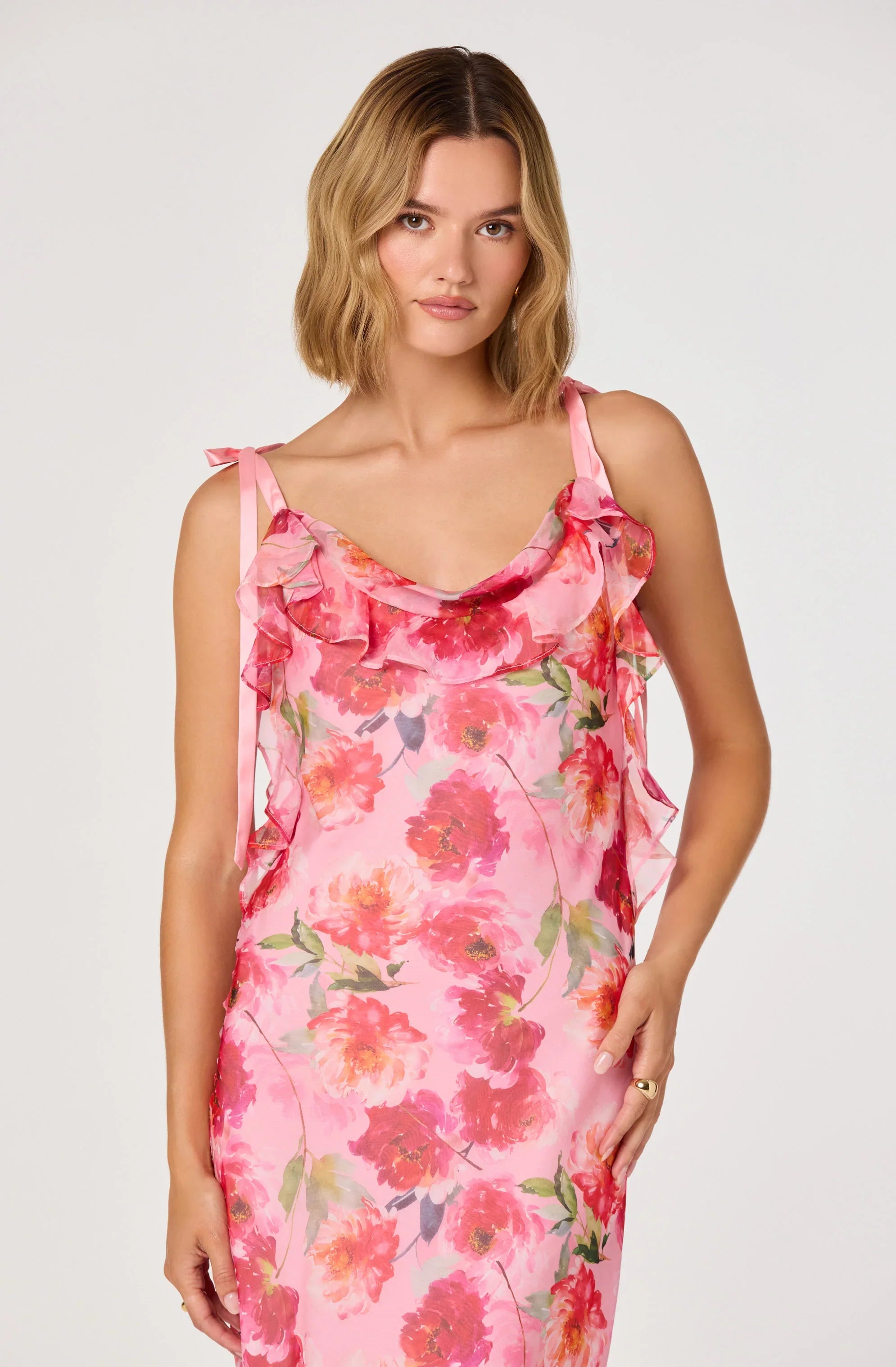Inixyf Nissa Floral Ruffle Midi Dress