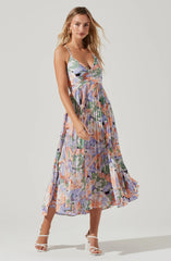 Inixyf Blythe Floral Plisse Midi Dress