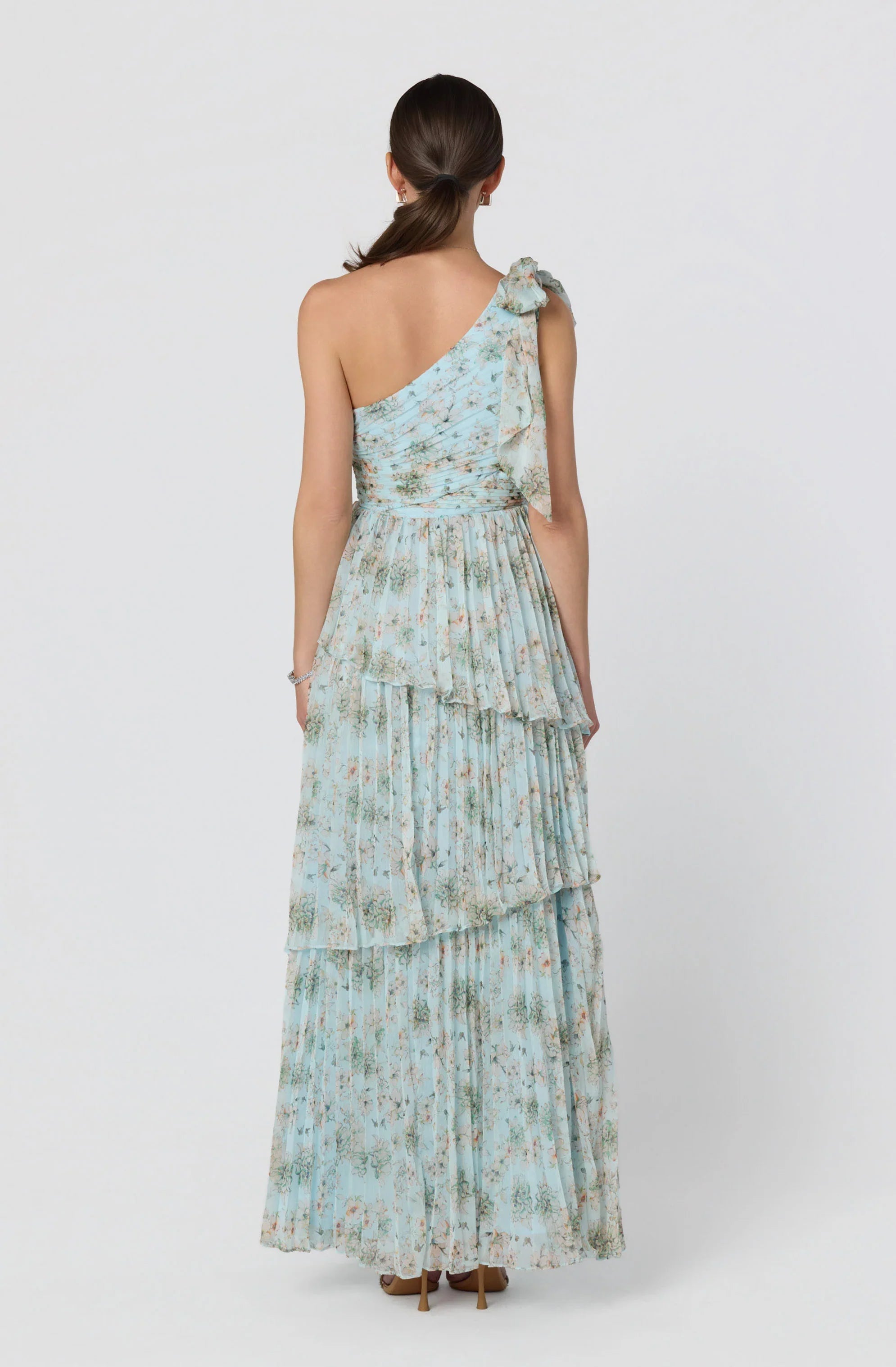 Inixyf Tearra Floral One-Shoulder Tiered Maxi Dress