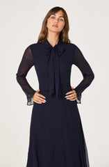 Lbruh Tie Neck Midi Dress
