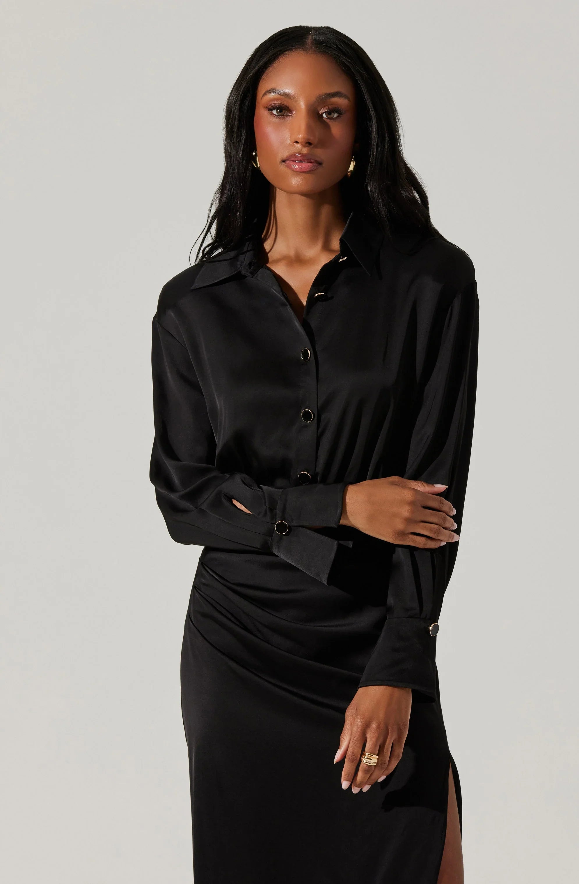 Lbruh Elizabello Satin Midi Shirt Dress