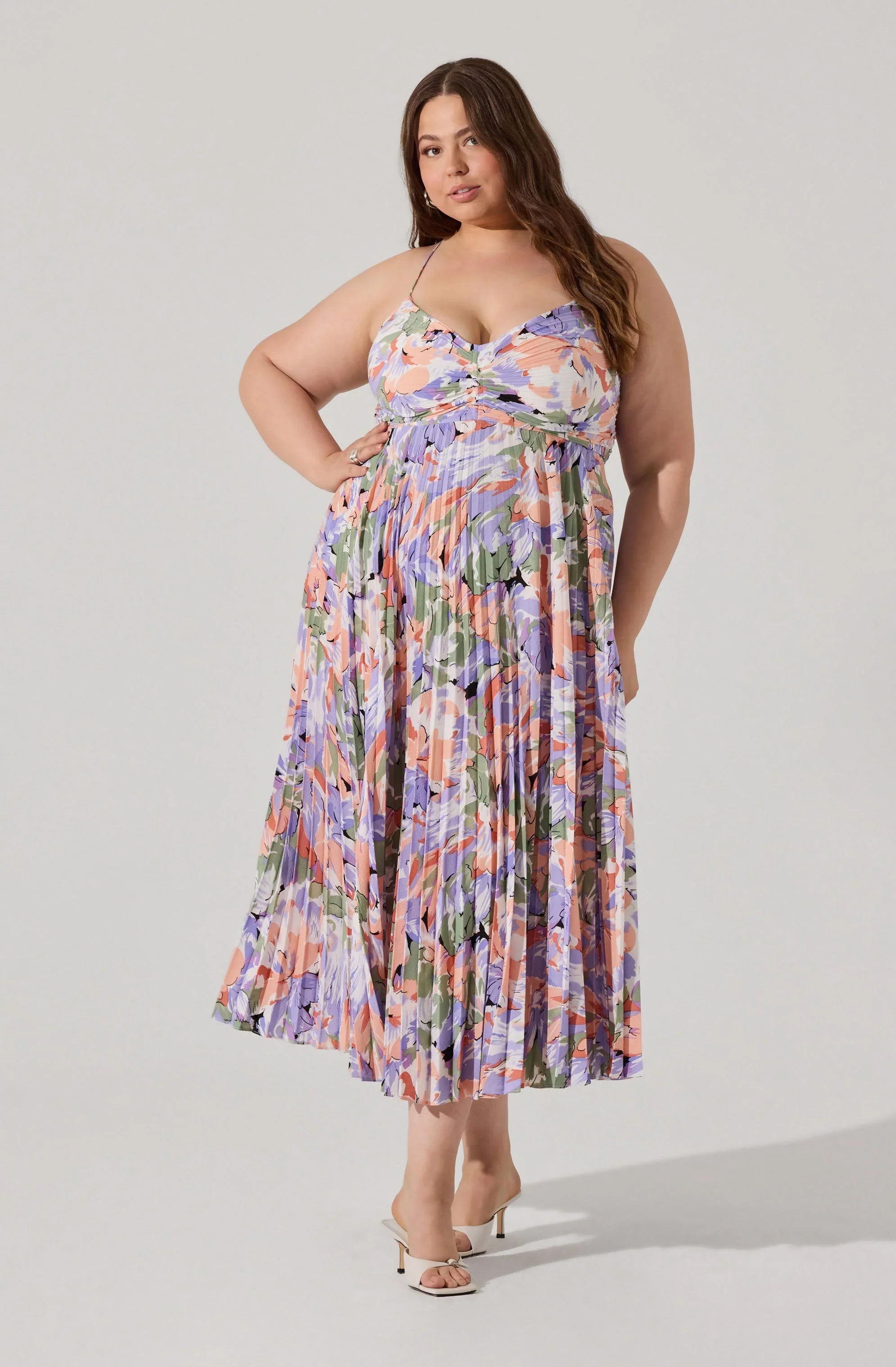 Inixyf Blythe Floral Plisse Midi Dress