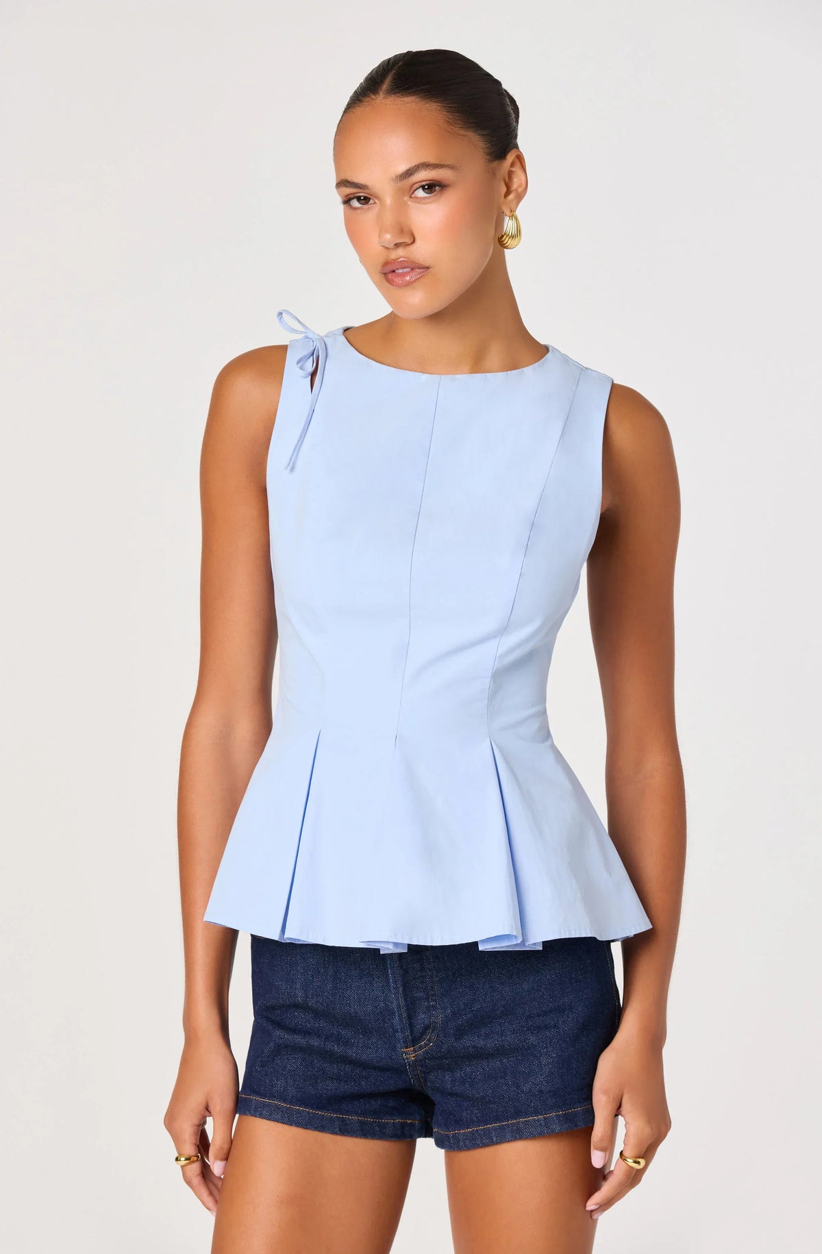 Inixyf Kalish Shoulder Tie Peplum Top