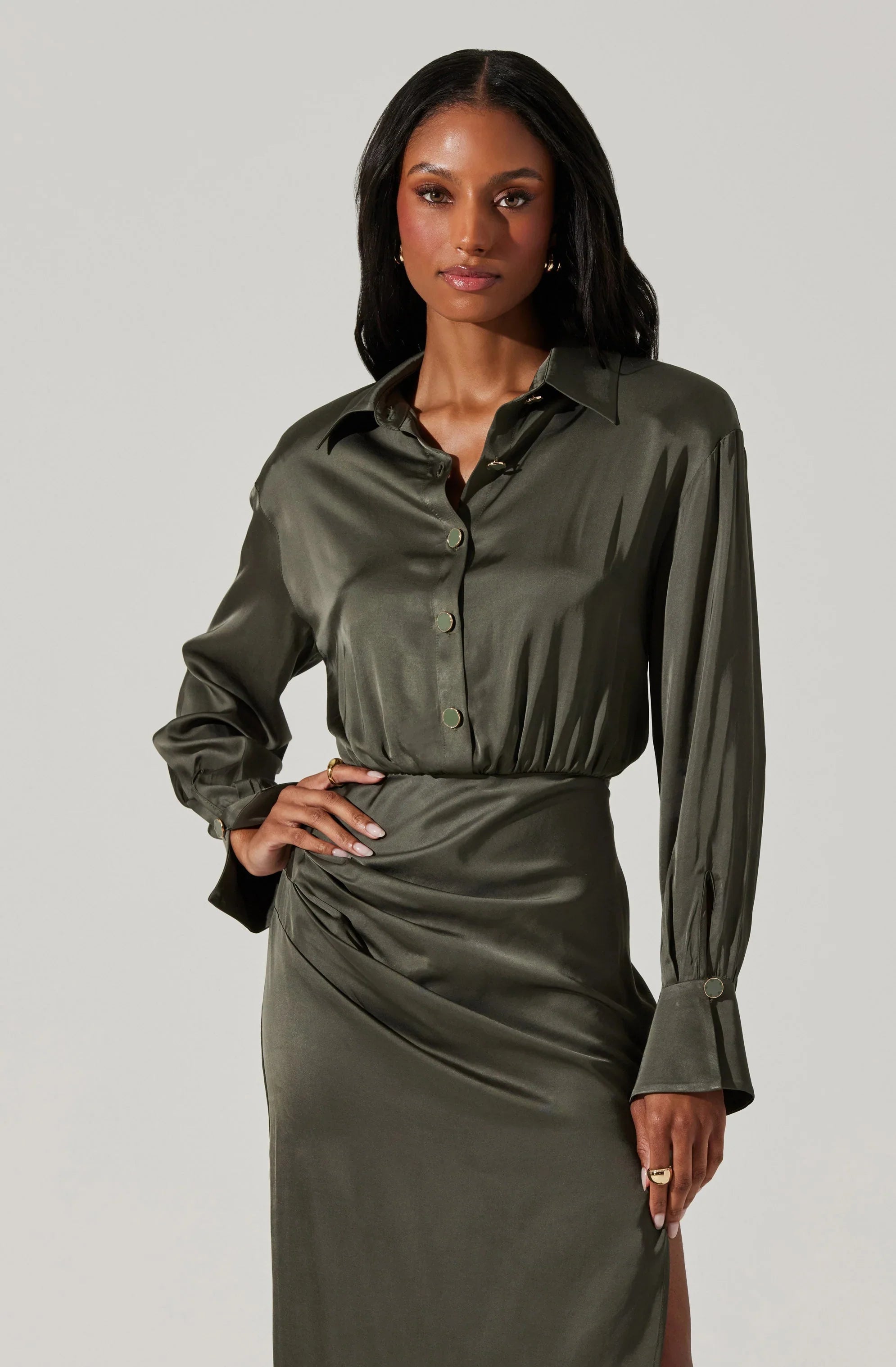 Lbruh Elizabello Satin Midi Shirt Dress