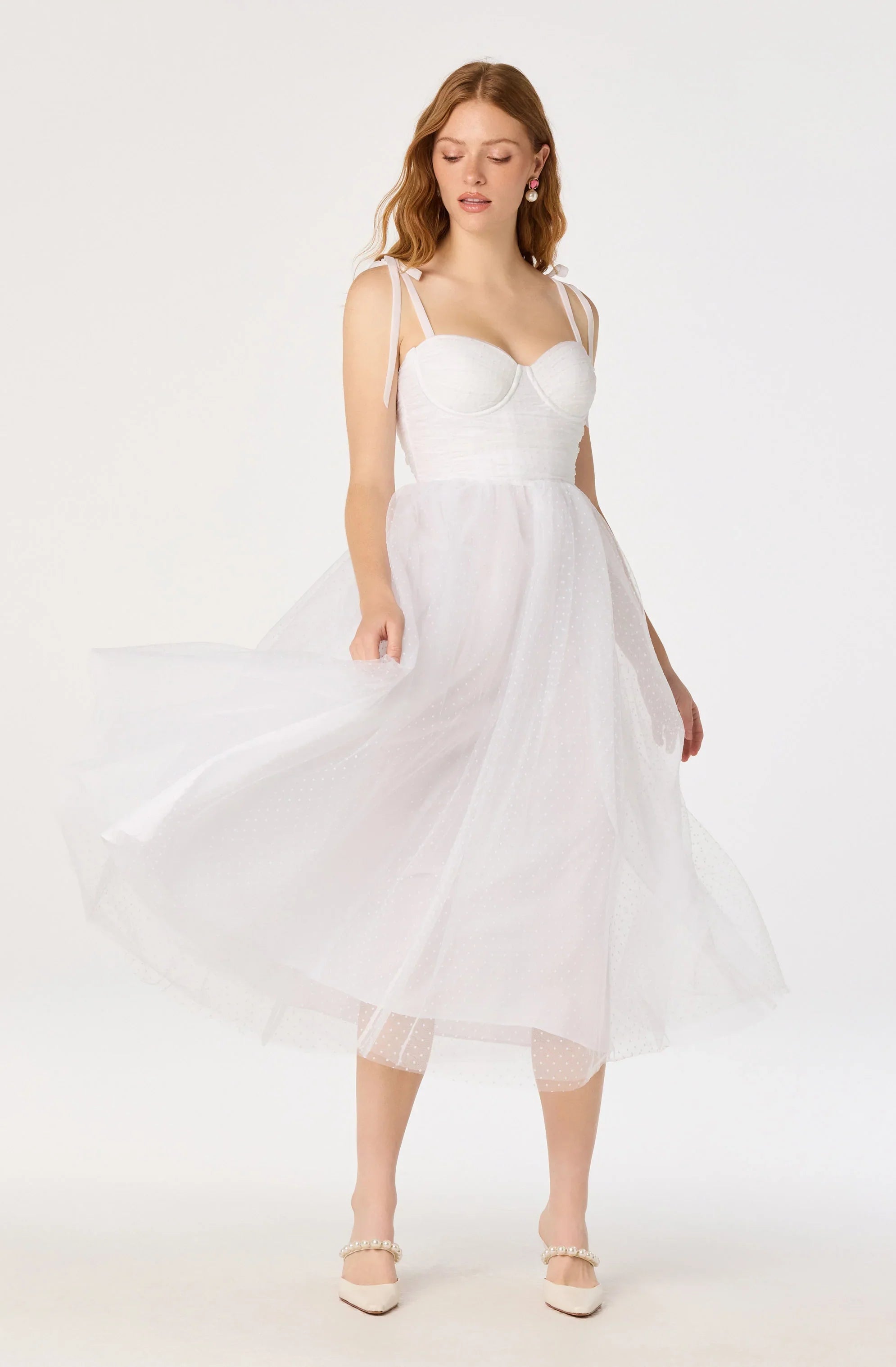 Inixyf Karyme Polka Dot Tulle Midi Dress