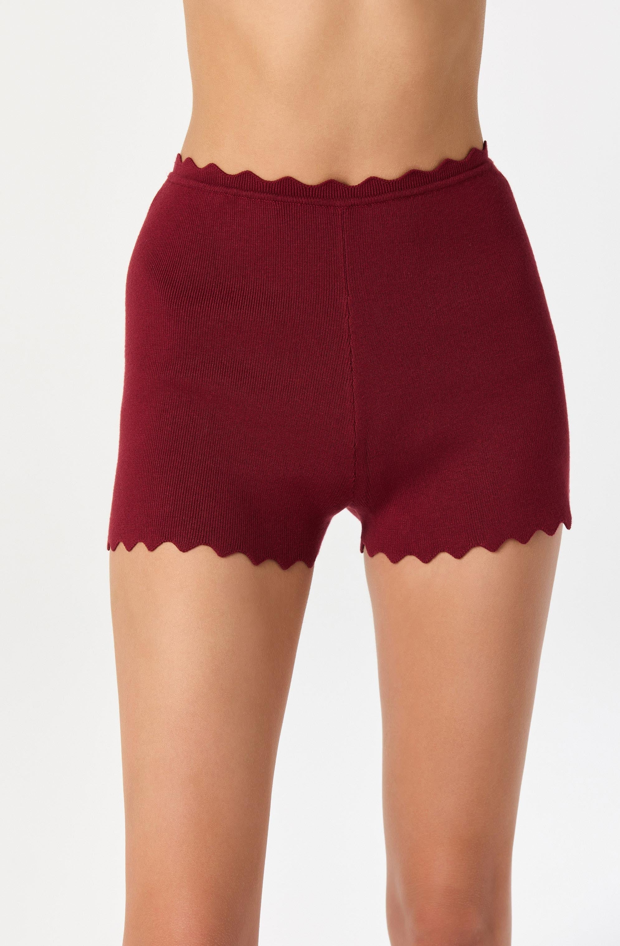 Inixyf Scalloped Trim Sweater Shorts