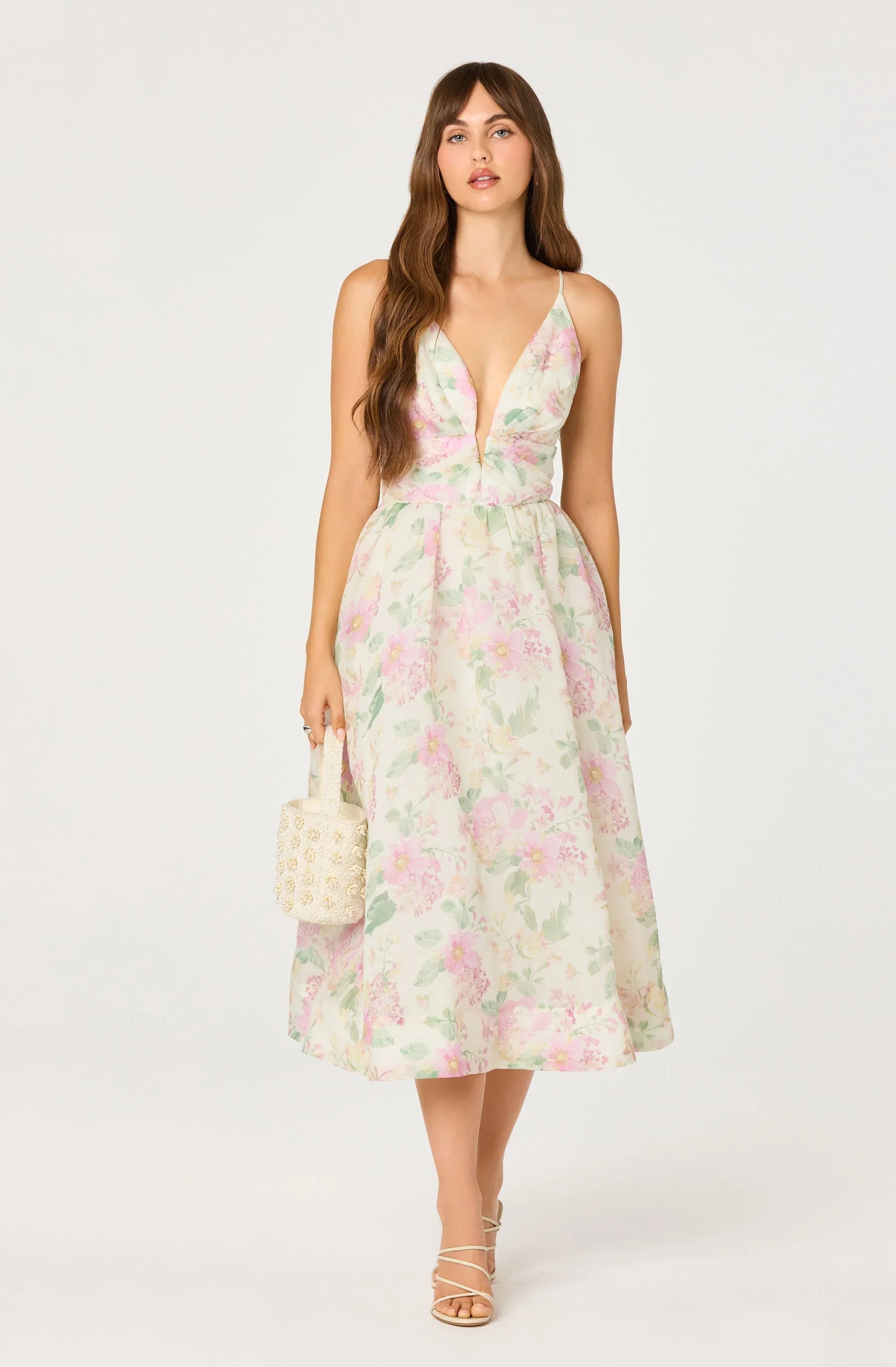 Inixyf Janna Floral Plunge Midi Dress