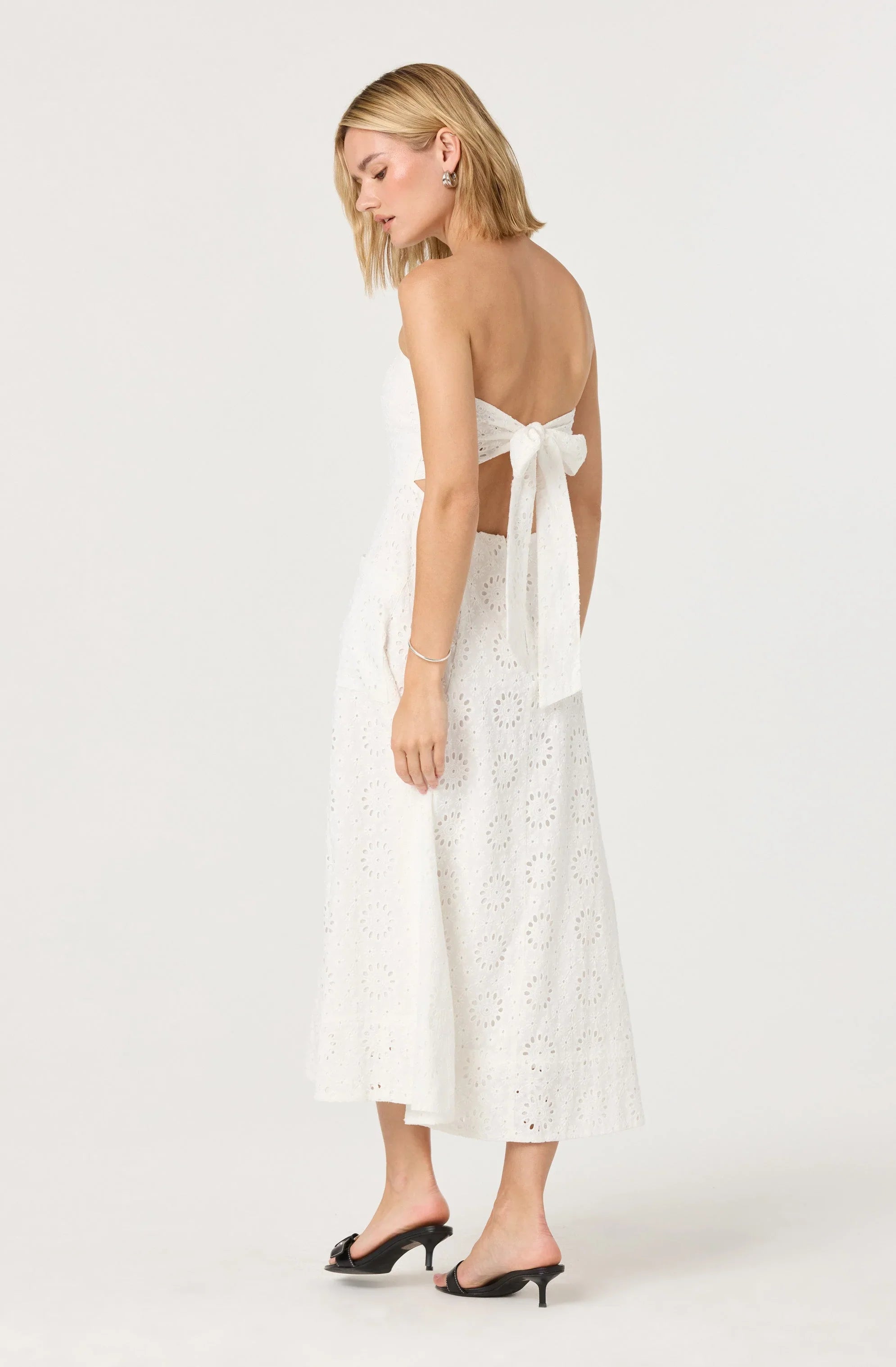 Lbruh Eyelet Strapless Midi Dress