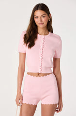 Inixyf Scalloped Trim Sweater Shorts